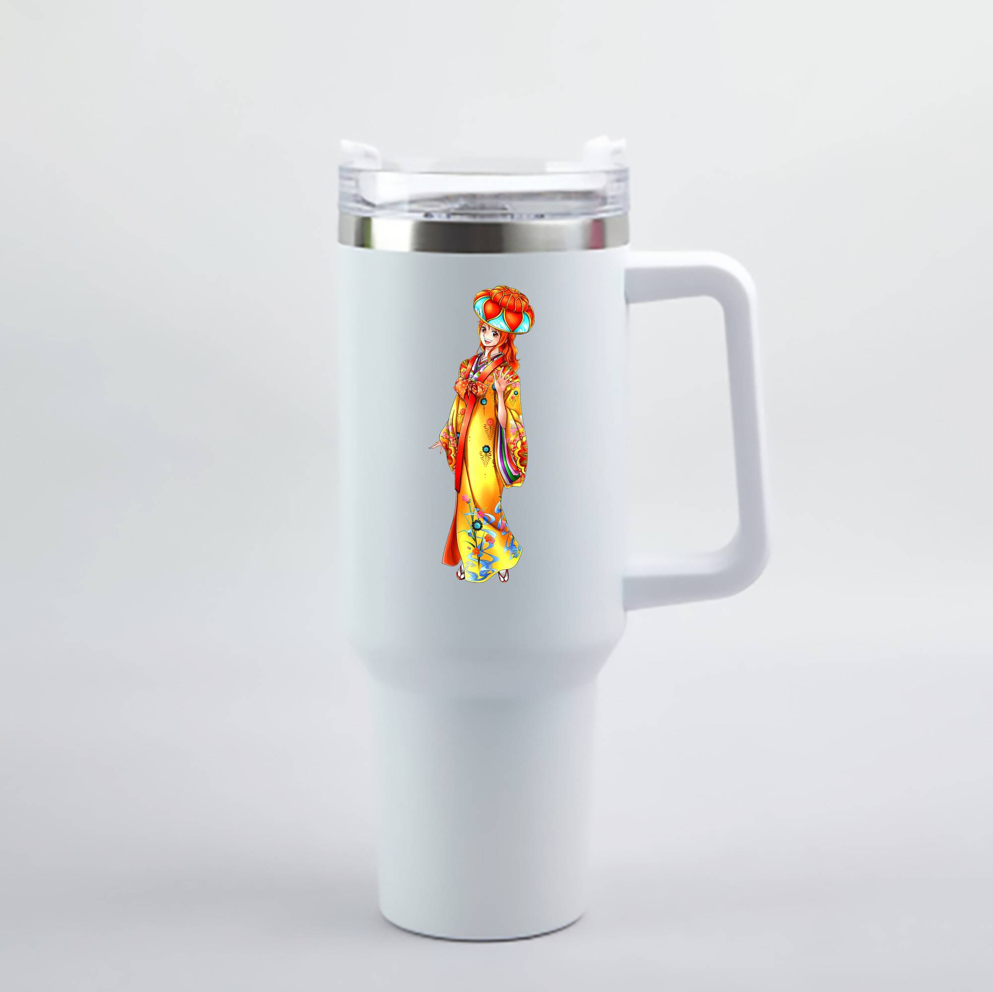 ワンピース ナミ ONE PIECE Nami 1200mL車用タンブラー - クリスタルステッカー（プラスチックストロー付き）