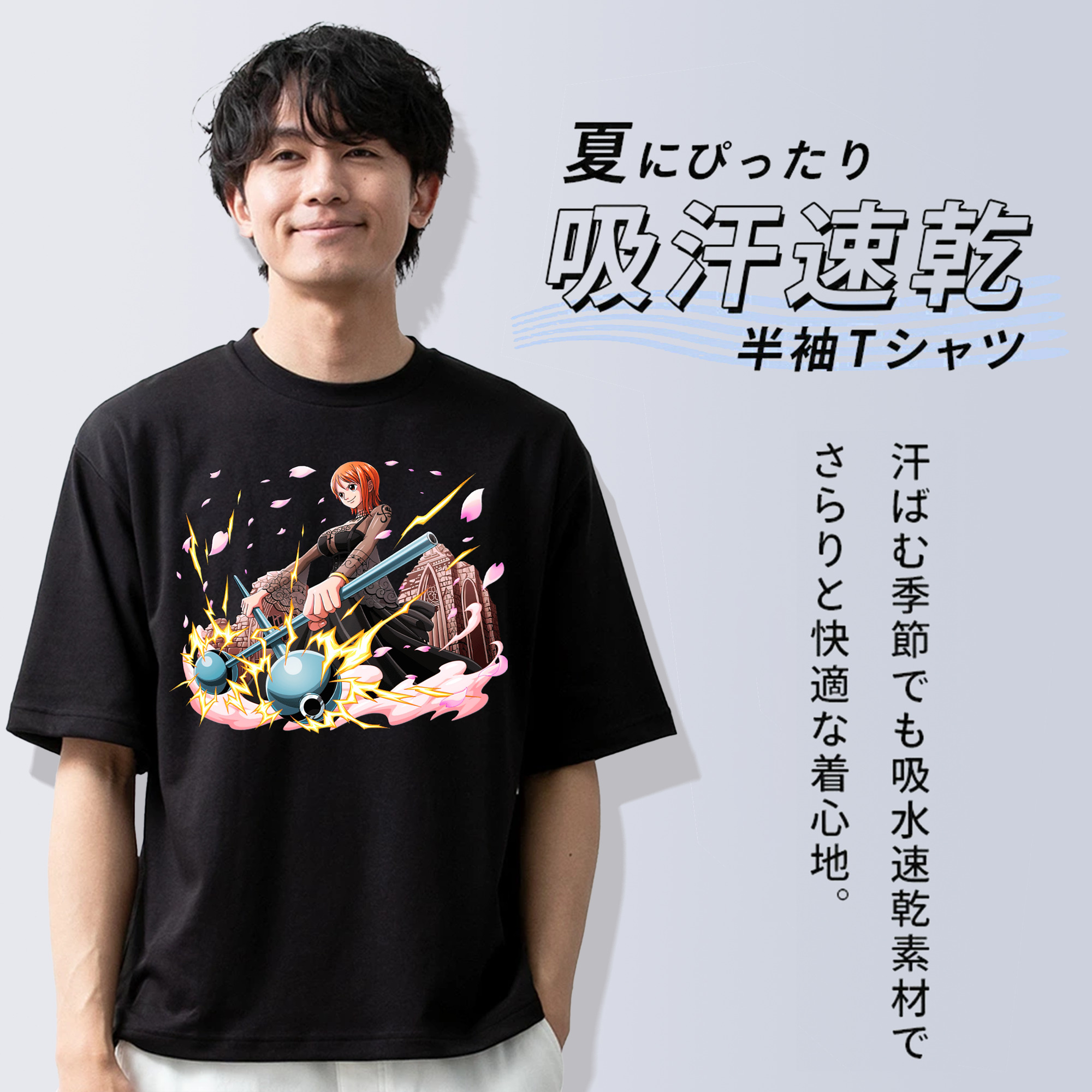 ワンピース ナミ ONE PIECE Nami 綿100％半袖Tシャツ（フロントプリント）