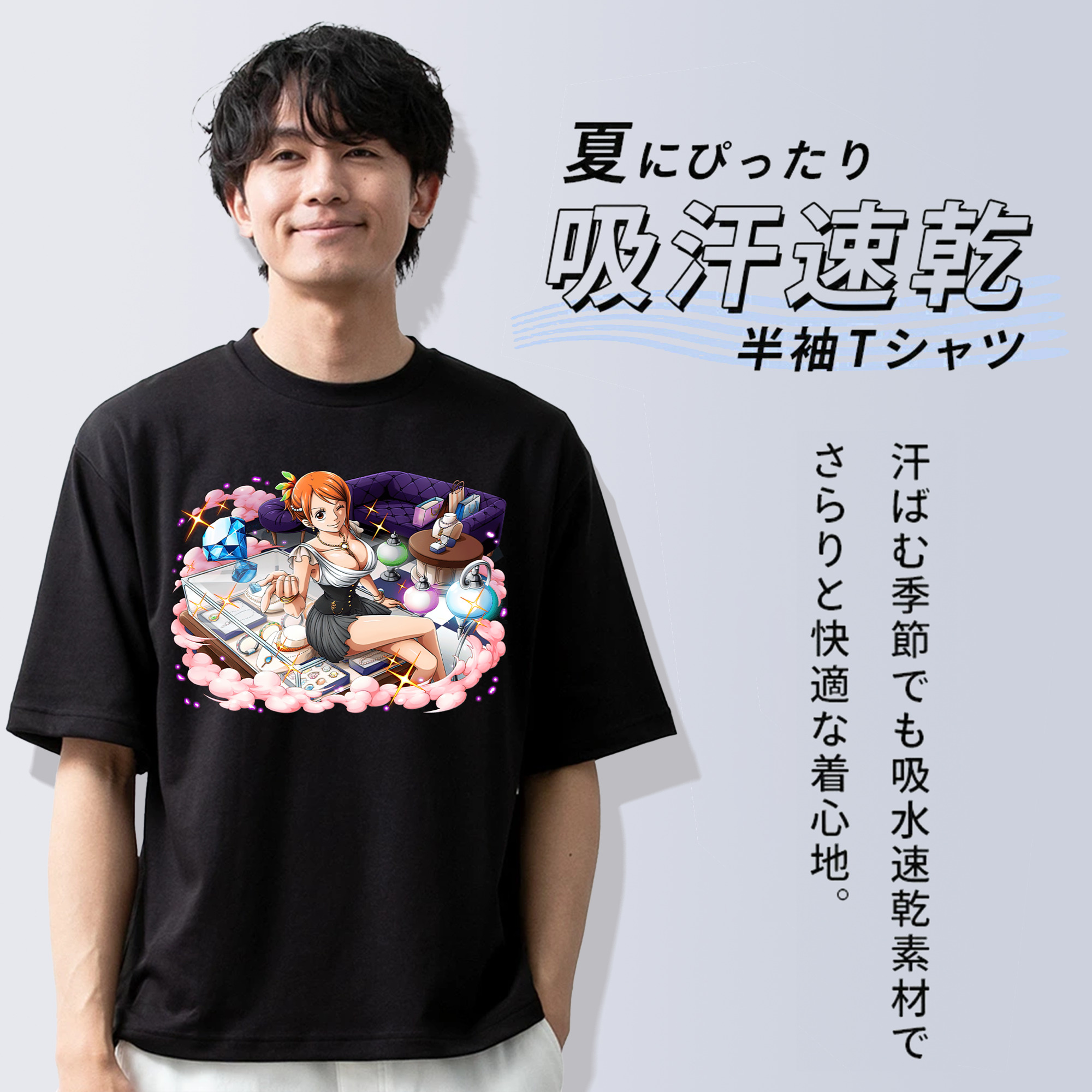 ワンピース ナミ ONE PIECE Nami 綿100％半袖Tシャツ（フロントプリント）
