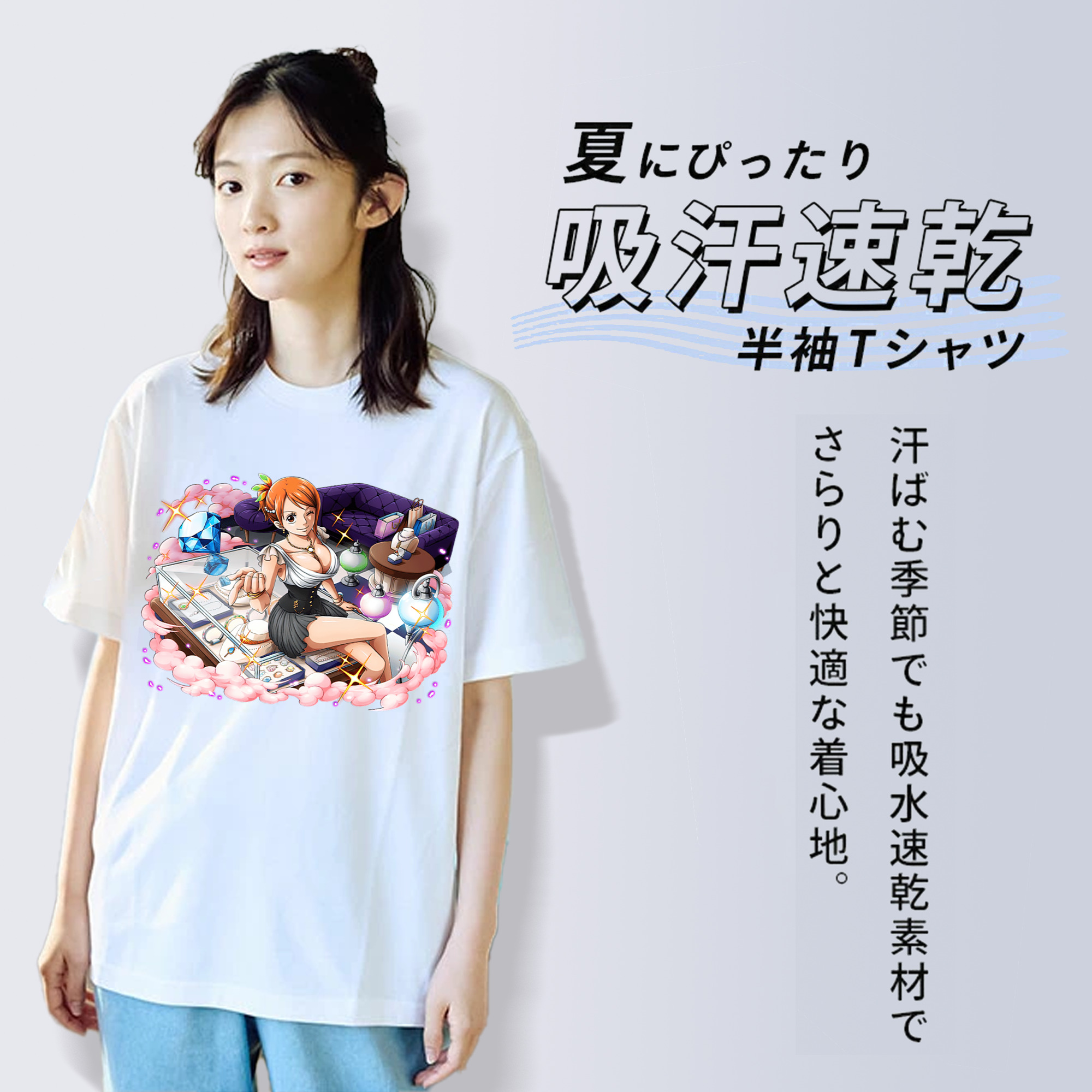 ワンピース ナミ ONE PIECE Nami 綿100％半袖Tシャツ（フロントプリント）