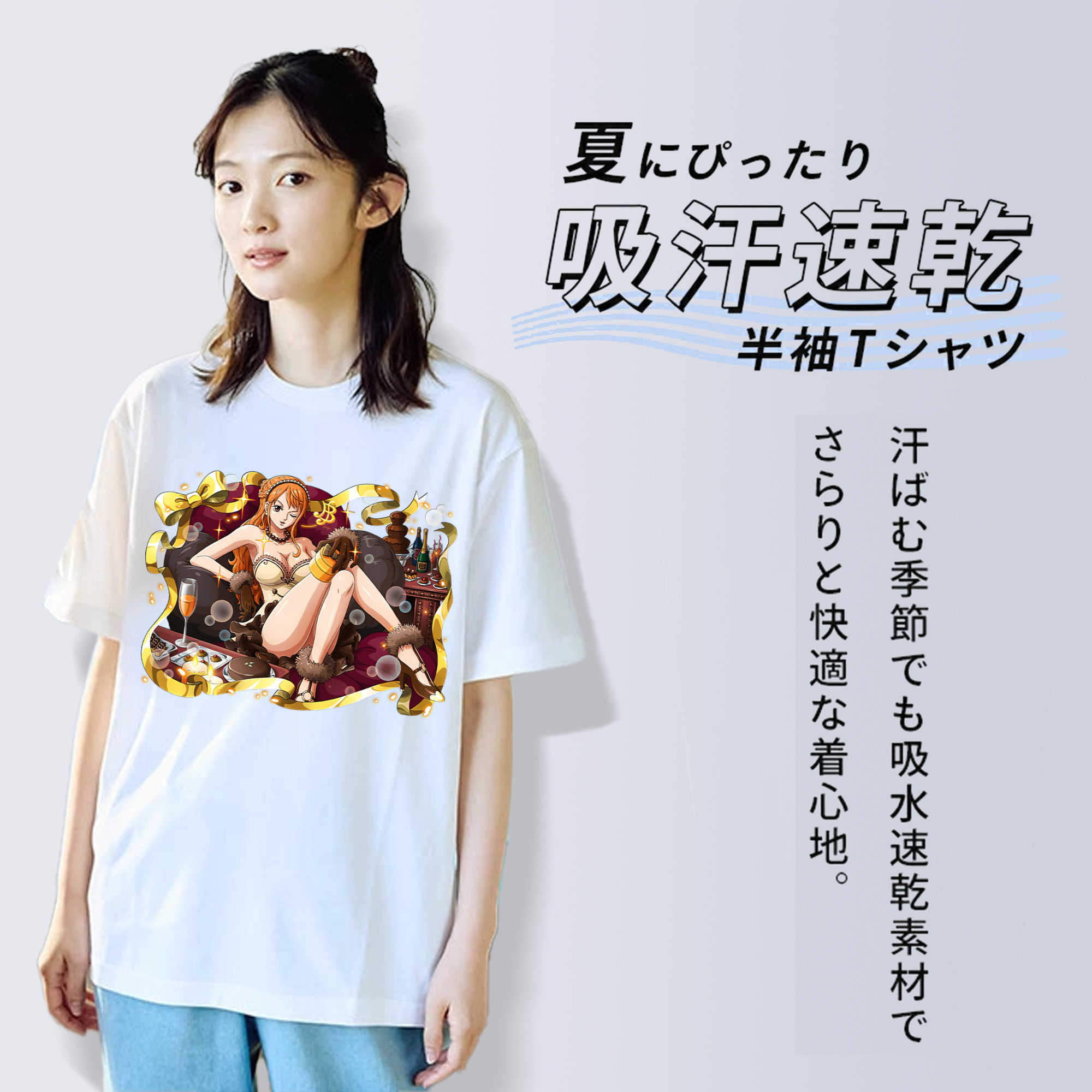 ワンピース ナミ ONE PIECE Nami 綿100％半袖Tシャツ（フロントプリント）