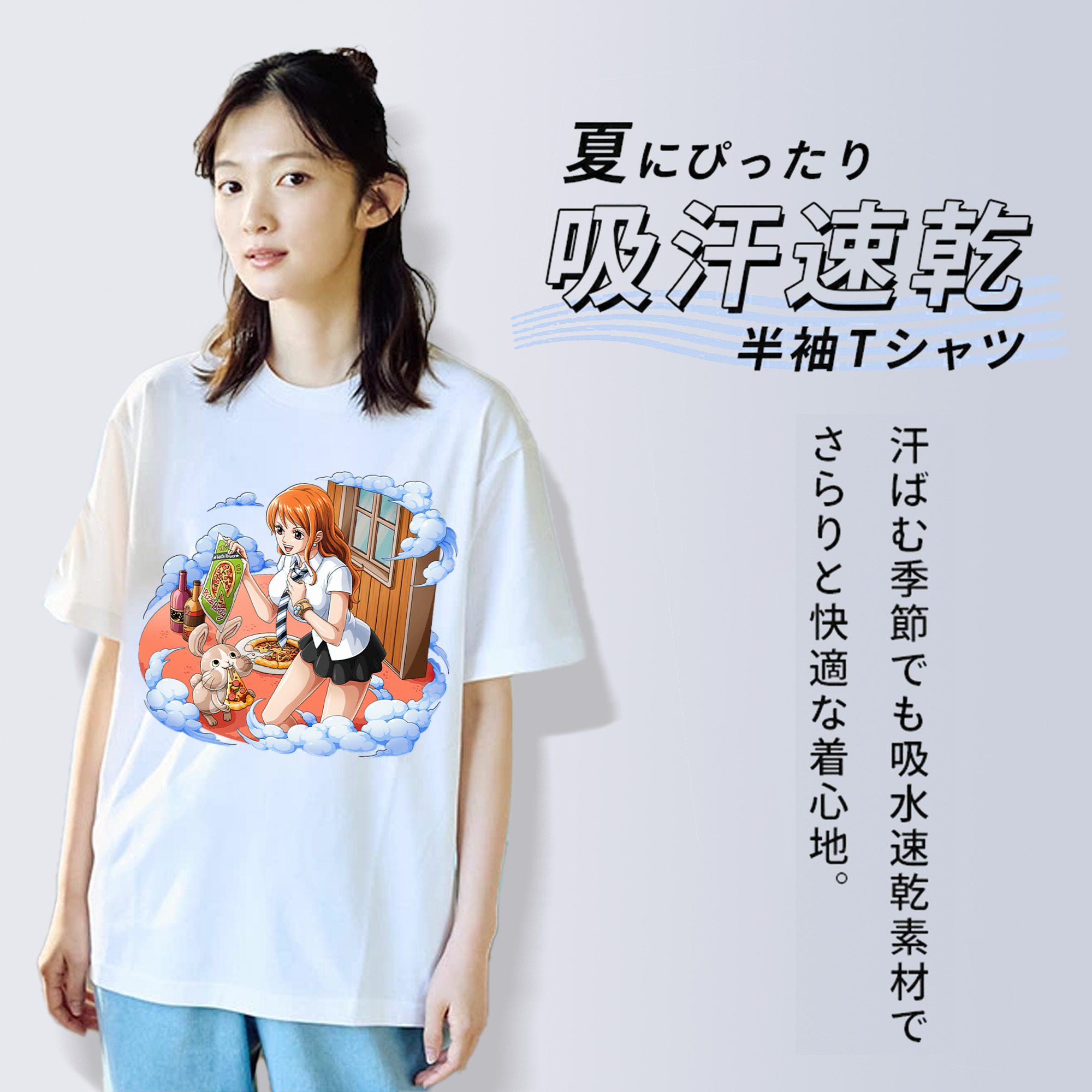 ワンピース ナミ ONE PIECE Nami 綿100％半袖Tシャツ（フロントプリント）