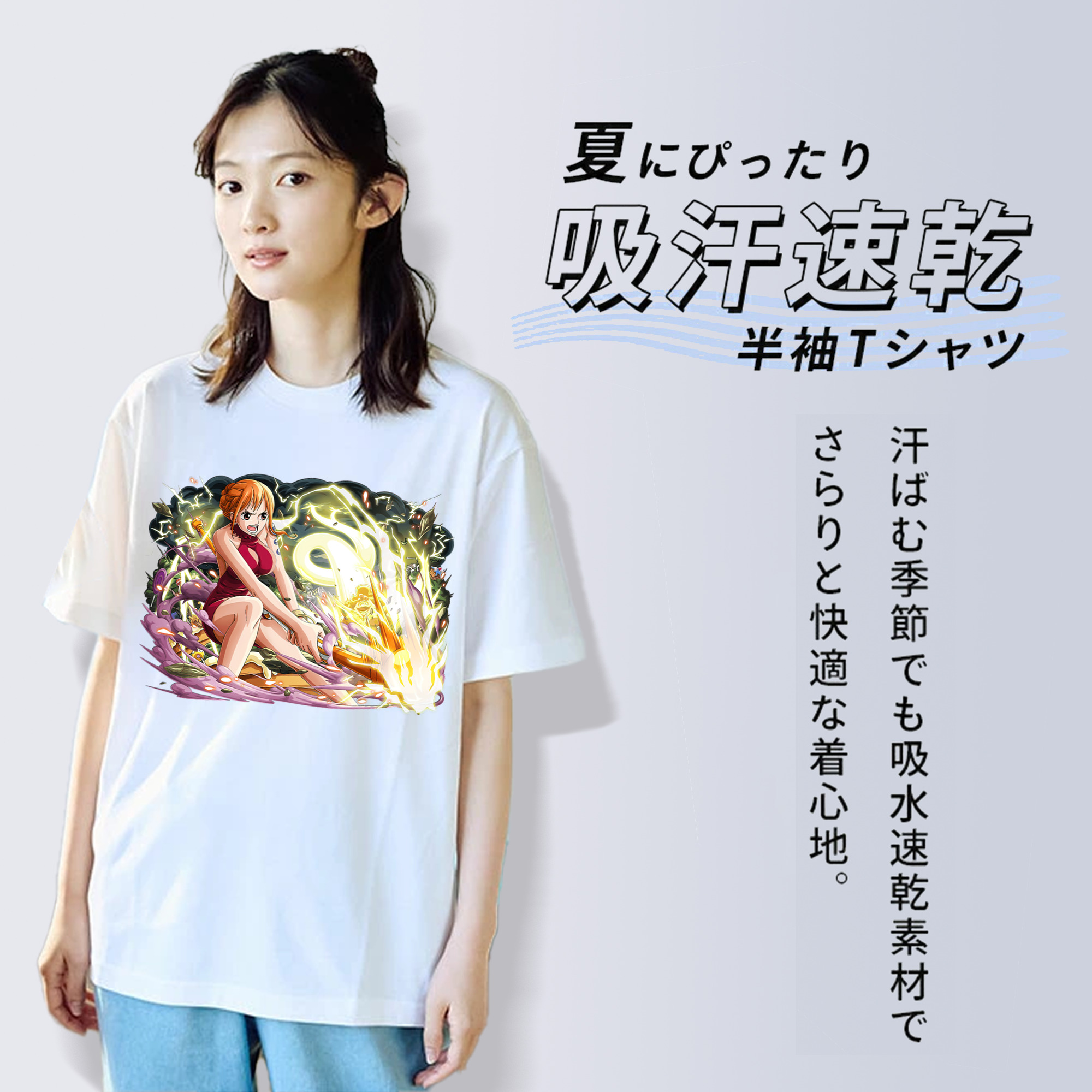 ワンピース ナミ ONE PIECE Nami 綿100％半袖Tシャツ（フロントプリント）
