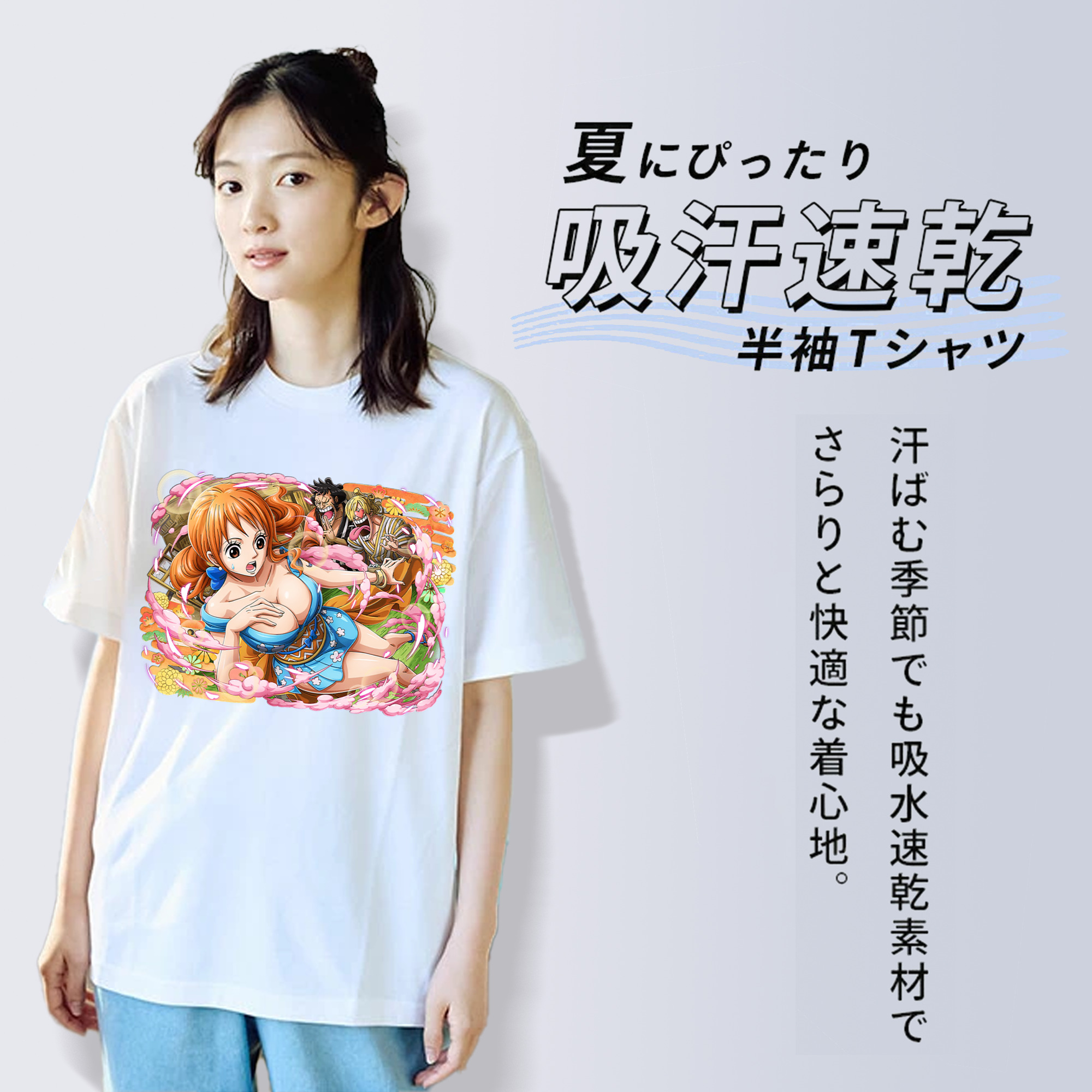 ワンピース ナミ ONE PIECE Nami 綿100％半袖Tシャツ（フロントプリント）