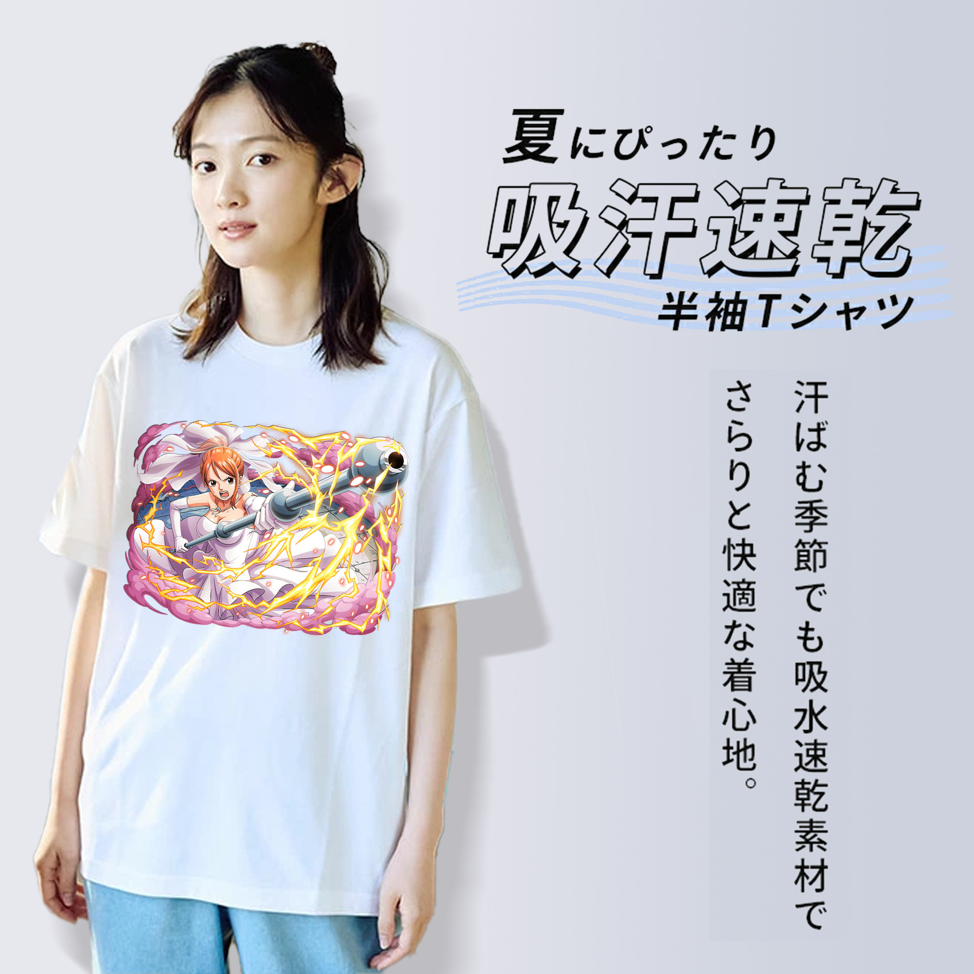 ワンピース ナミ ONE PIECE Nami 綿100％半袖Tシャツ（フロントプリント）