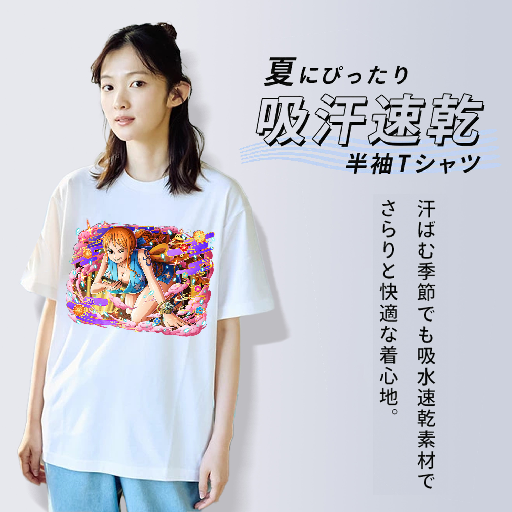 ワンピース ナミ ONE PIECE Nami 綿100％半袖Tシャツ（フロントプリント）