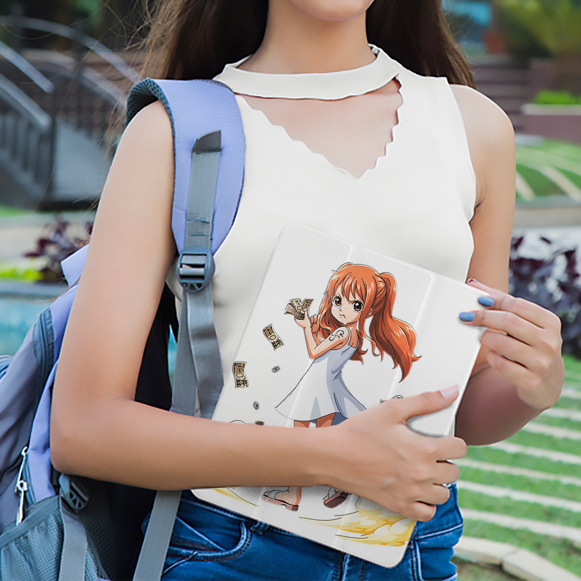 ワンピース ナミ ONE PIECE Nami IPad ケース ペン収納付き 三つ折りスタンド PUレザー×シリコン 対応機種9.5/10.5/10.9インチ