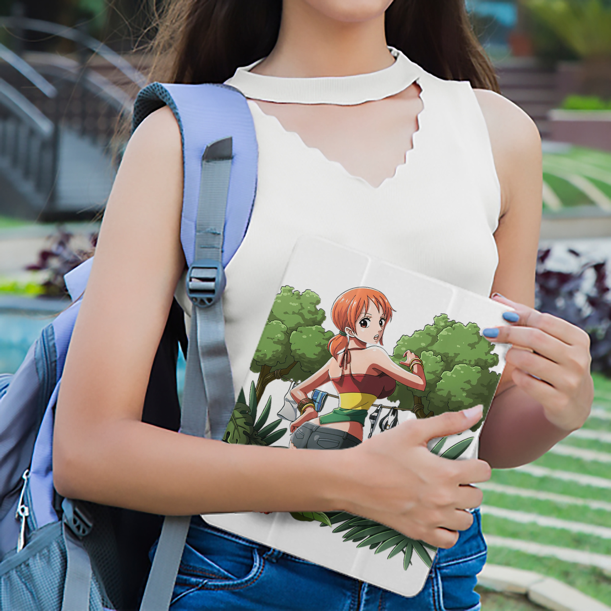 ワンピース ナミ ONE PIECE Nami IPad ケース ペン収納付き 三つ折りスタンド PUレザー×シリコン 対応機種9.5/10.5/10.9インチ