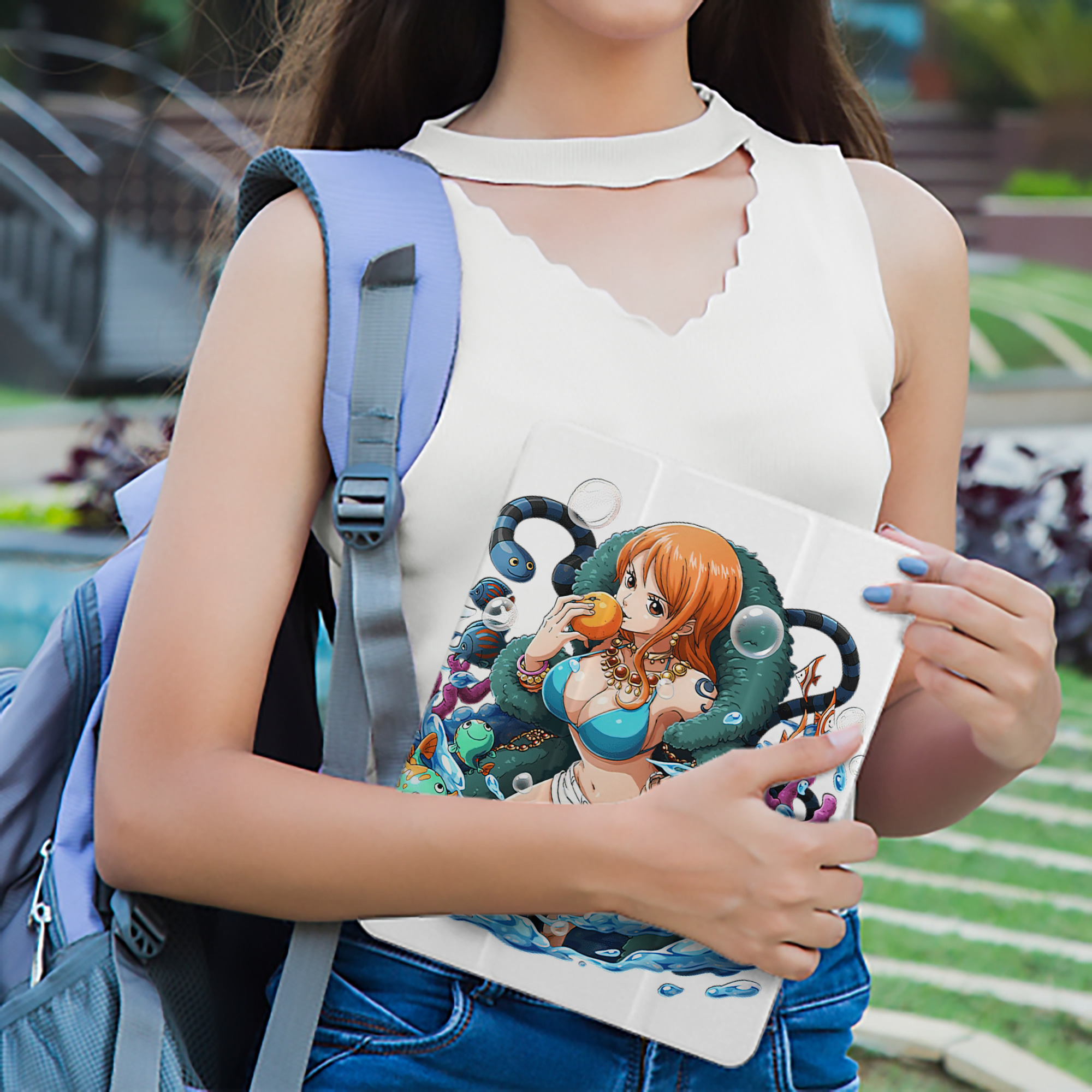 ワンピース ナミ ONE PIECE Nami IPad ケース ペン収納付き 三つ折りスタンド PUレザー×シリコン 対応機種9.5/10.5/10.9インチ