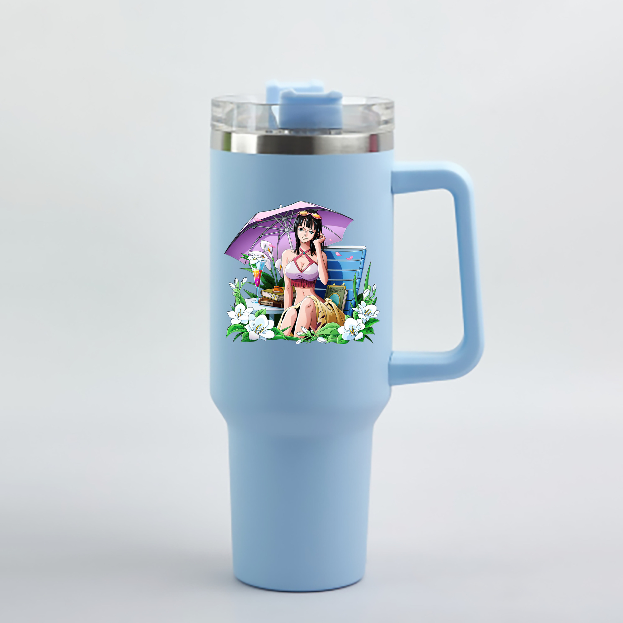 ワンピース ニコ・ロビン ONE PIECE Nico Robin 1200mL車用タンブラー - クリスタルステッカー（プラスチックストロー付き）