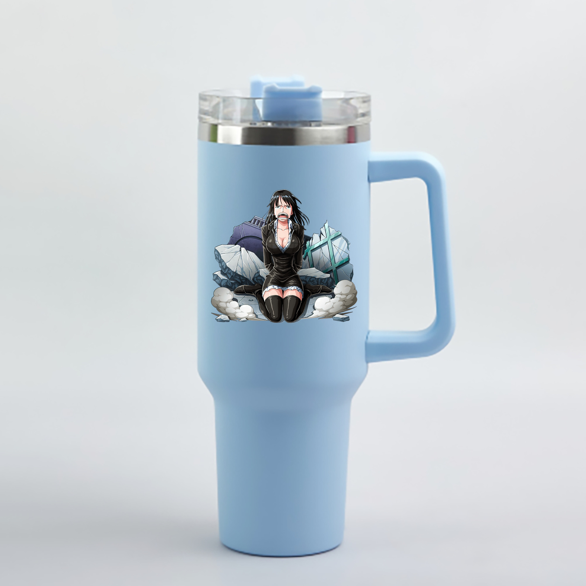 ワンピース ニコ・ロビン ONE PIECE Nico Robin 1200mL車用タンブラー - クリスタルステッカー（プラスチックストロー付き）