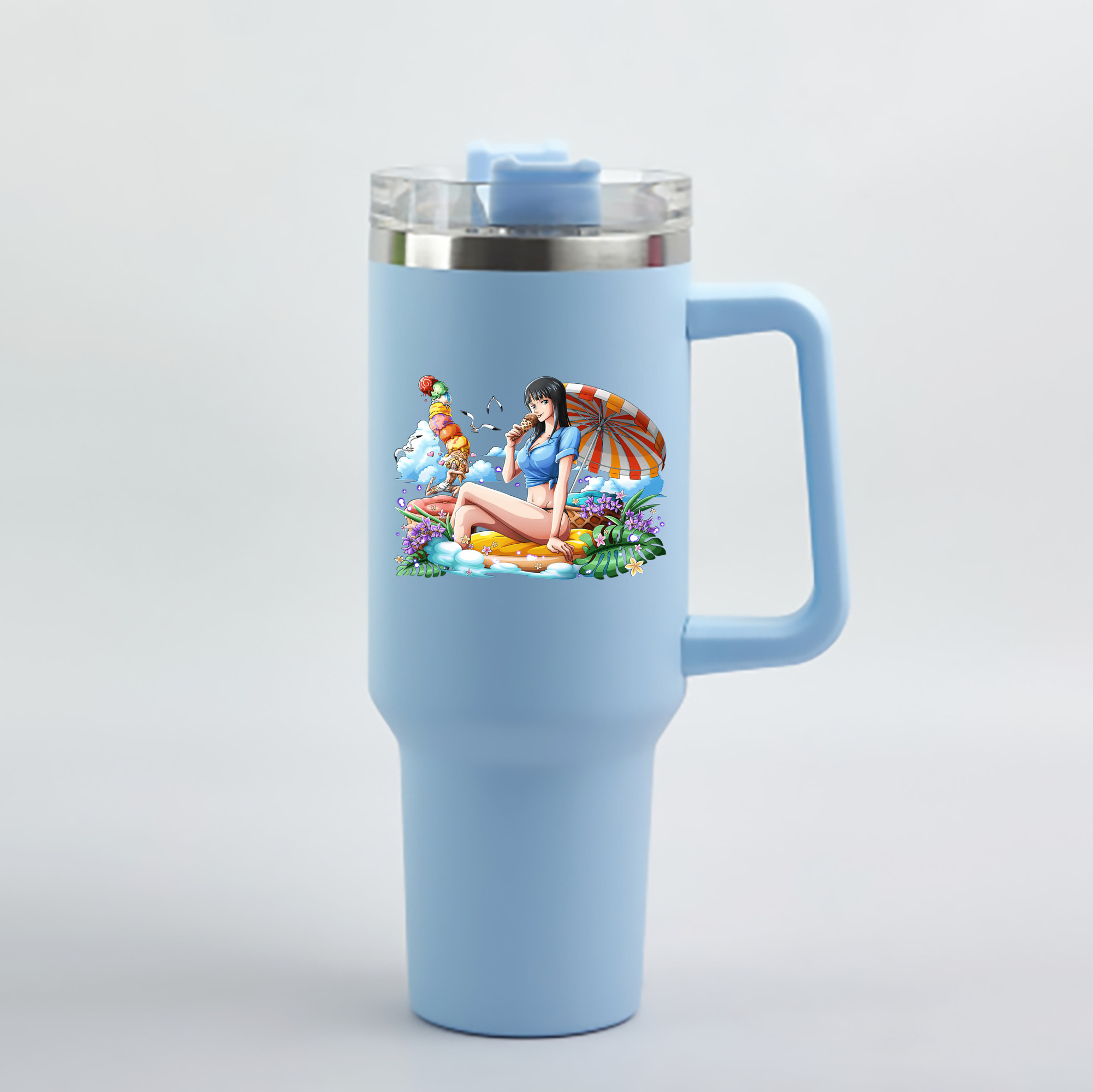 ワンピース ニコ・ロビン ONE PIECE Nico Robin 1200mL車用タンブラー - クリスタルステッカー（プラスチックストロー付き）