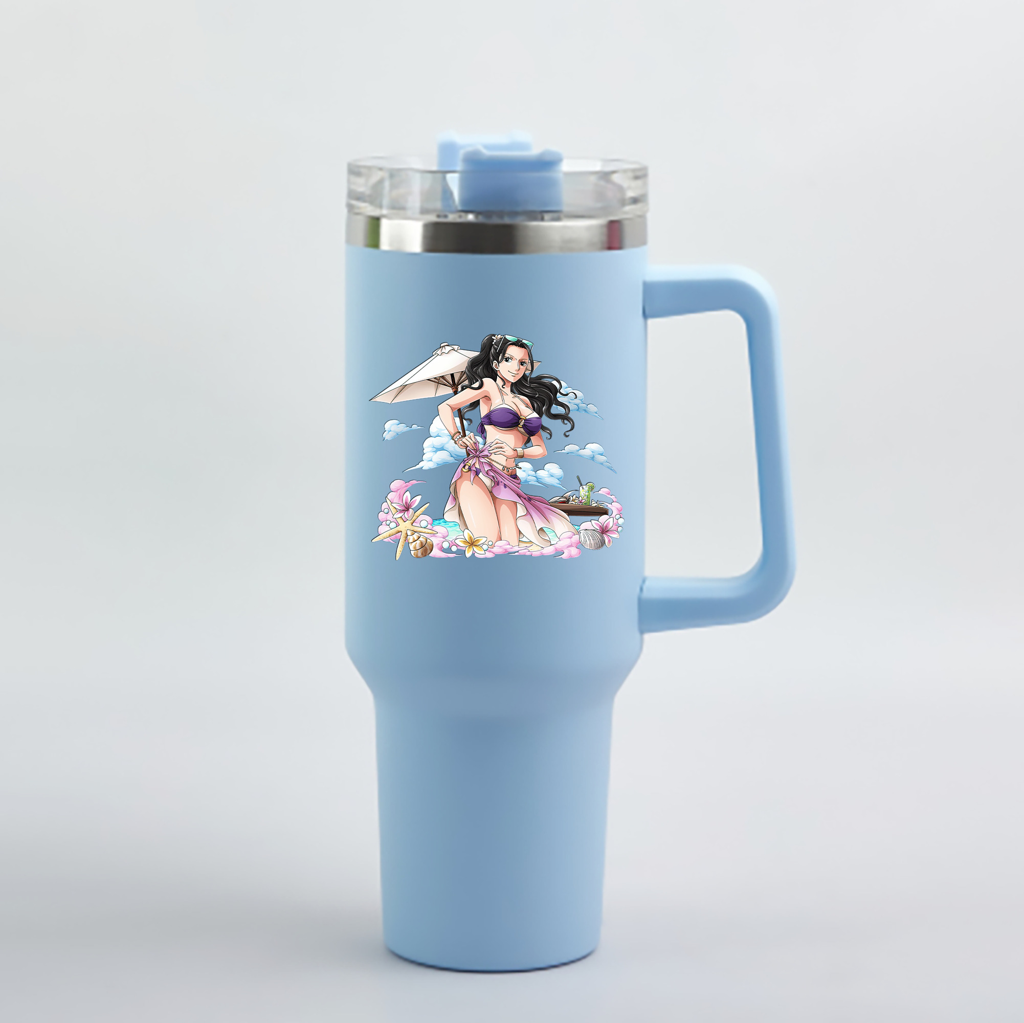 ワンピース ニコ・ロビン ONE PIECE Nico Robin 1200mL車用タンブラー - クリスタルステッカー（プラスチックストロー付き）