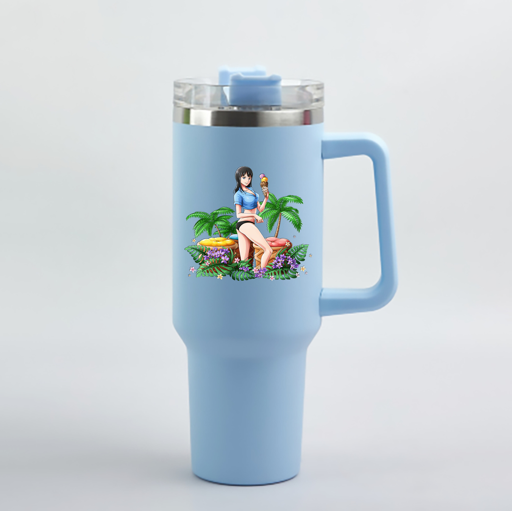 ワンピース ニコ・ロビン ONE PIECE Nico Robin 1200mL車用タンブラー - クリスタルステッカー（プラスチックストロー付き）