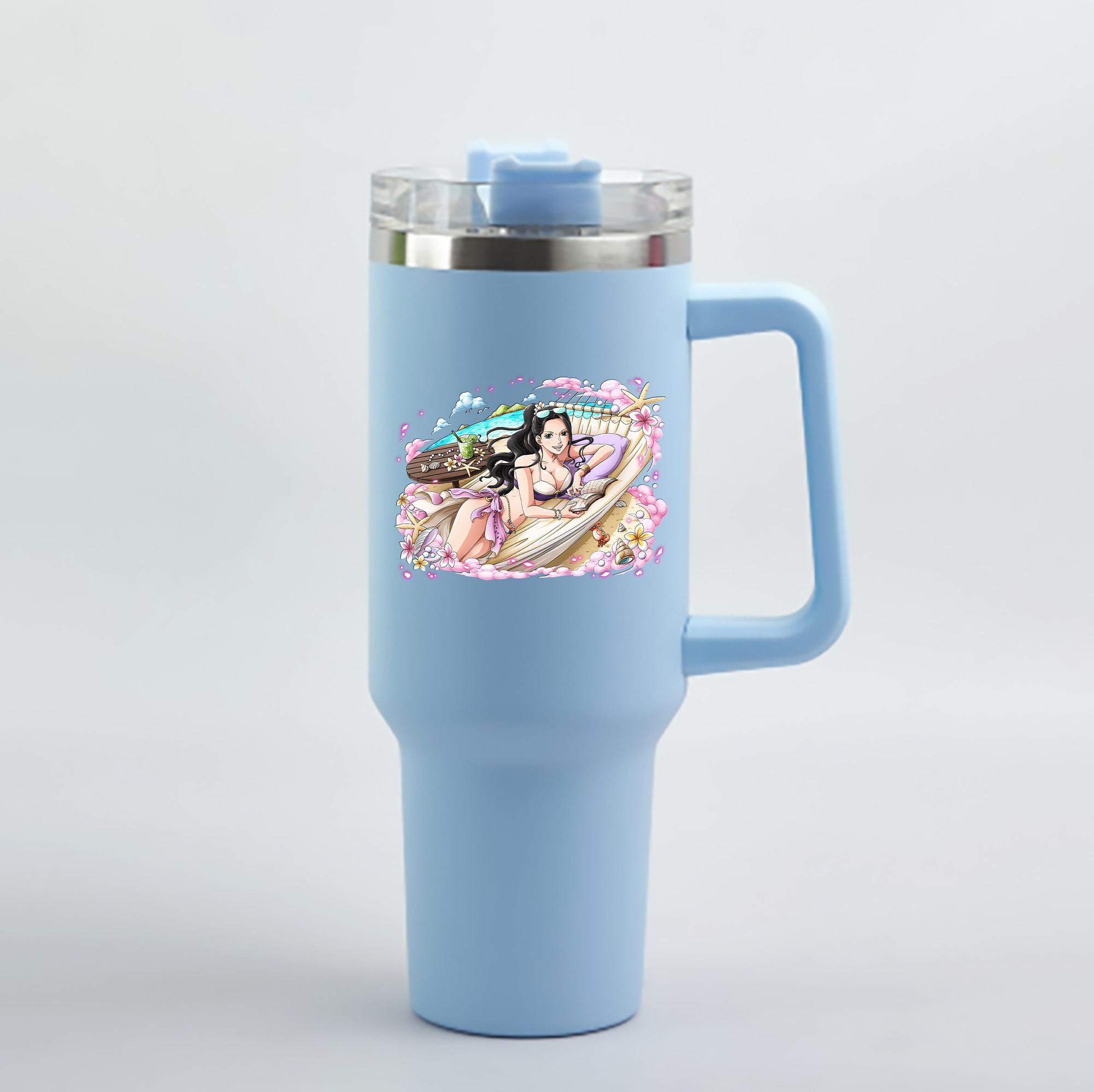 ワンピース ニコ・ロビン ONE PIECE Nico Robin 1200mL車用タンブラー - クリスタルステッカー（プラスチックストロー付き）