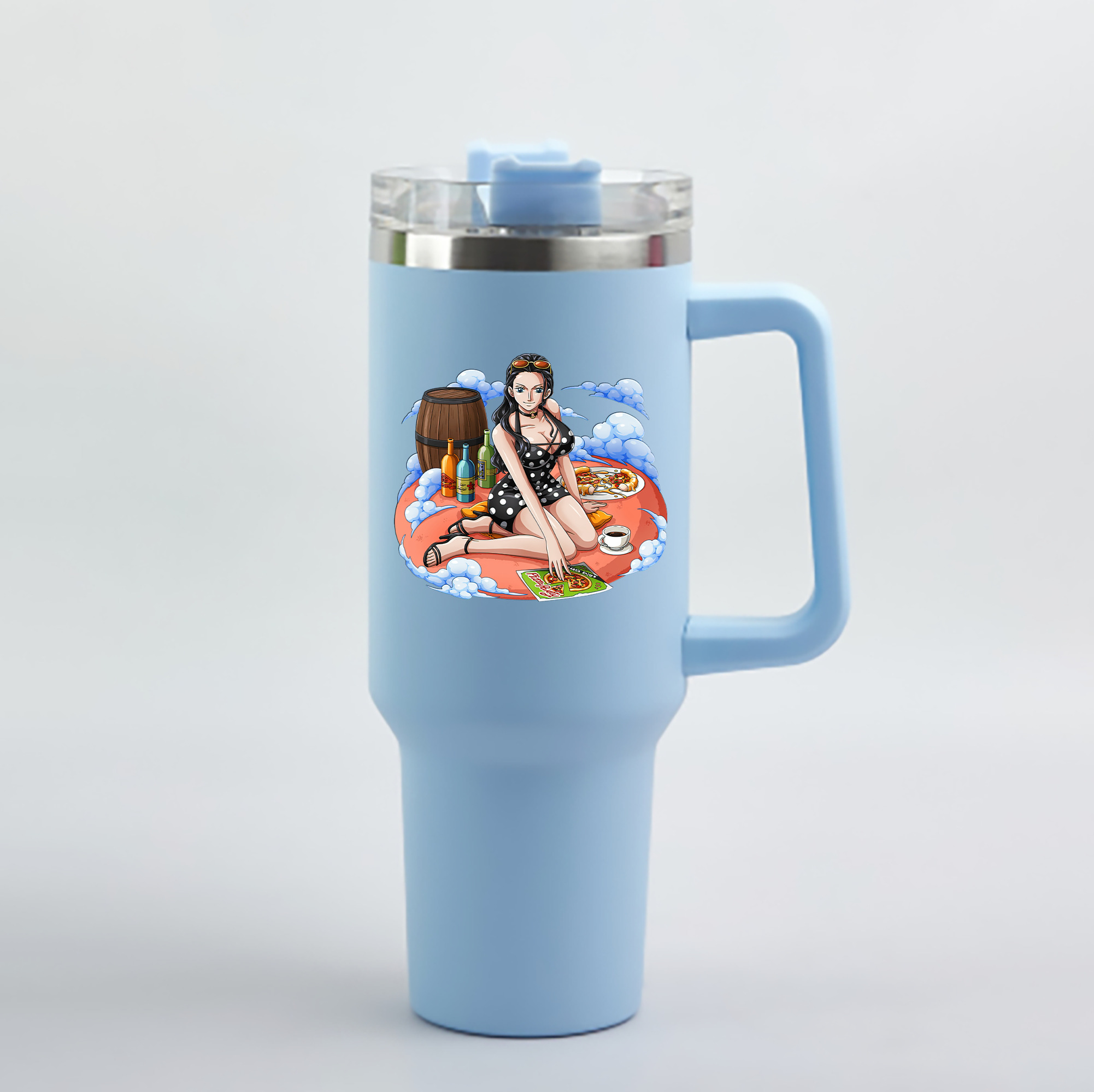 ワンピース ニコ・ロビン ONE PIECE Nico Robin 1200mL車用タンブラー - クリスタルステッカー（プラスチックストロー付き）