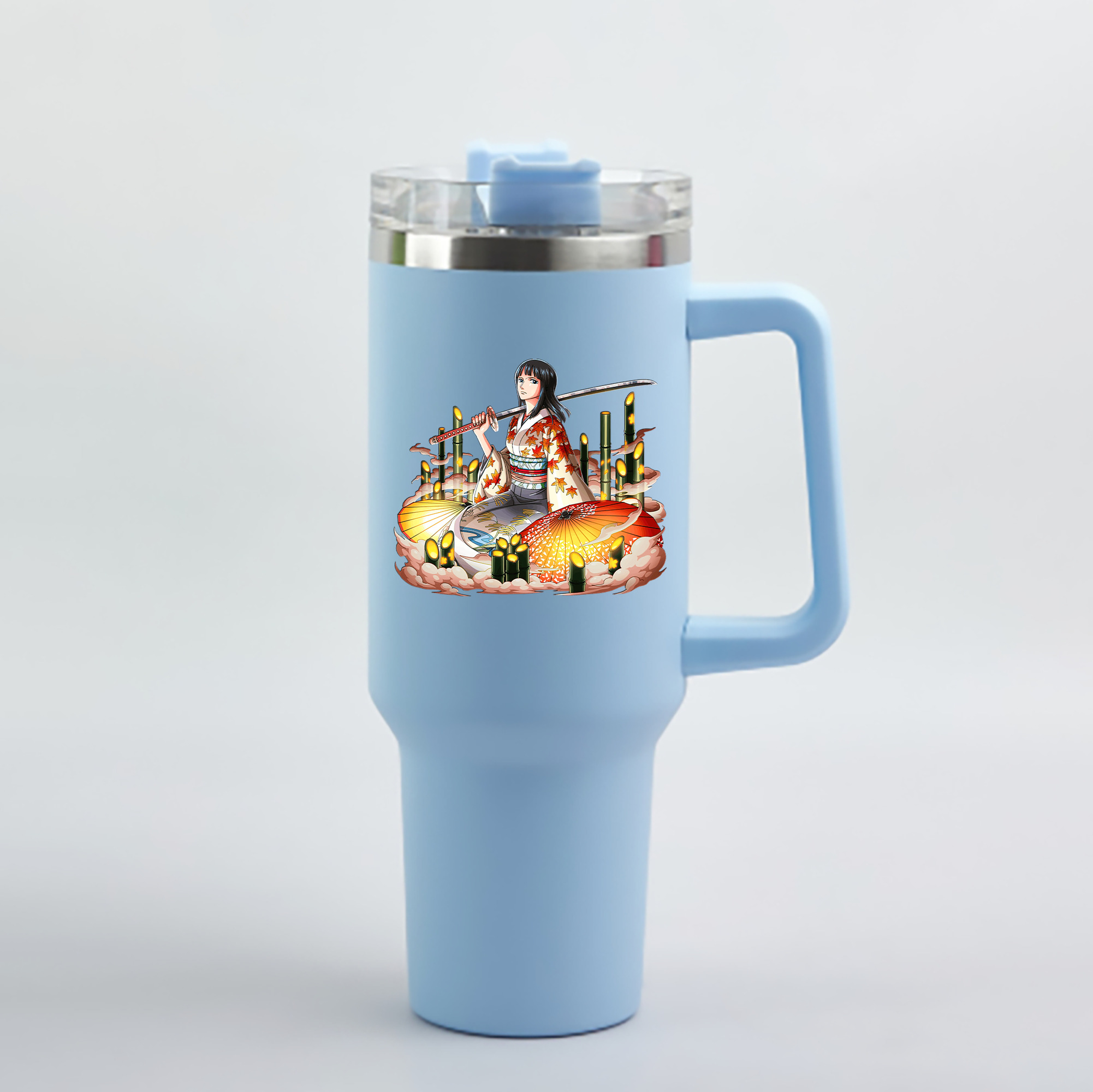 ワンピース ニコ・ロビン ONE PIECE Nico Robin 1200mL車用タンブラー - クリスタルステッカー（プラスチックストロー付き）