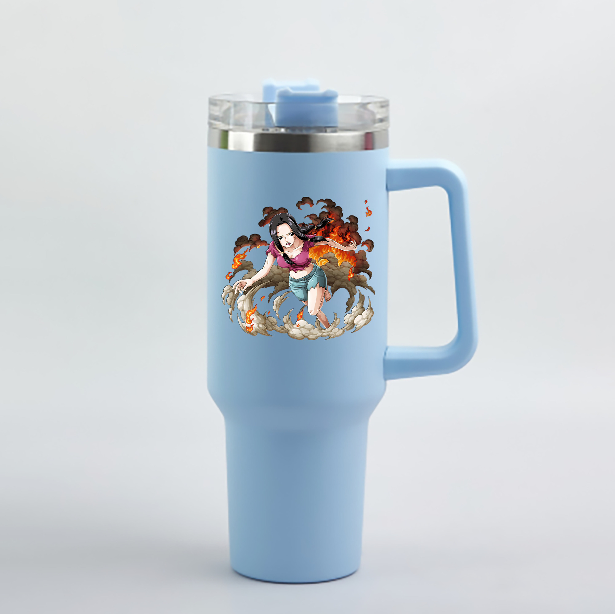 ワンピース ニコ・ロビン ONE PIECE Nico Robin 1200mL車用タンブラー - クリスタルステッカー（プラスチックストロー付き）