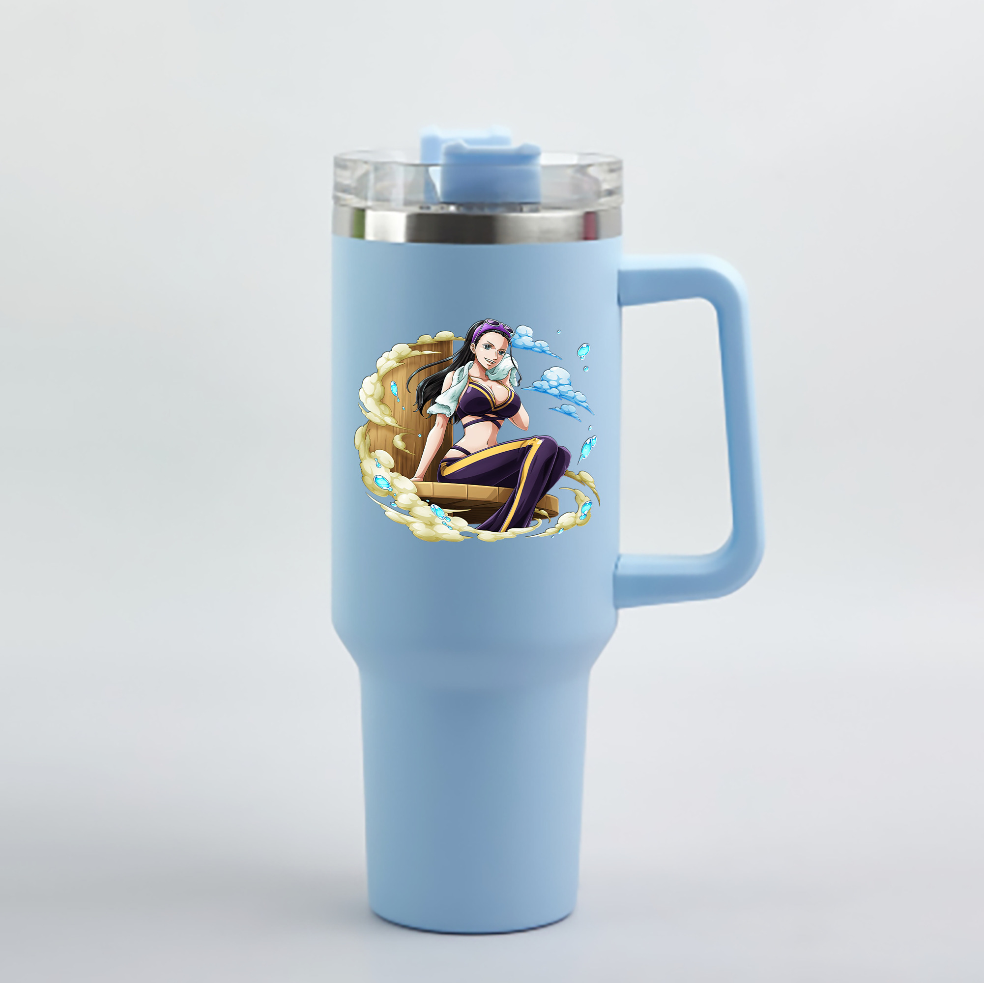 ワンピース ニコ・ロビン ONE PIECE Nico Robin 1200mL車用タンブラー - クリスタルステッカー（プラスチックストロー付き）