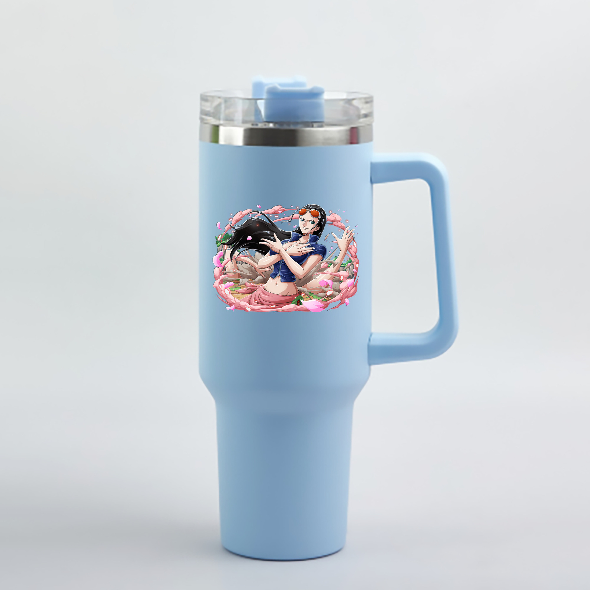 ワンピース ニコ・ロビン ONE PIECE Nico Robin 1200mL車用タンブラー - クリスタルステッカー（プラスチックストロー付き）