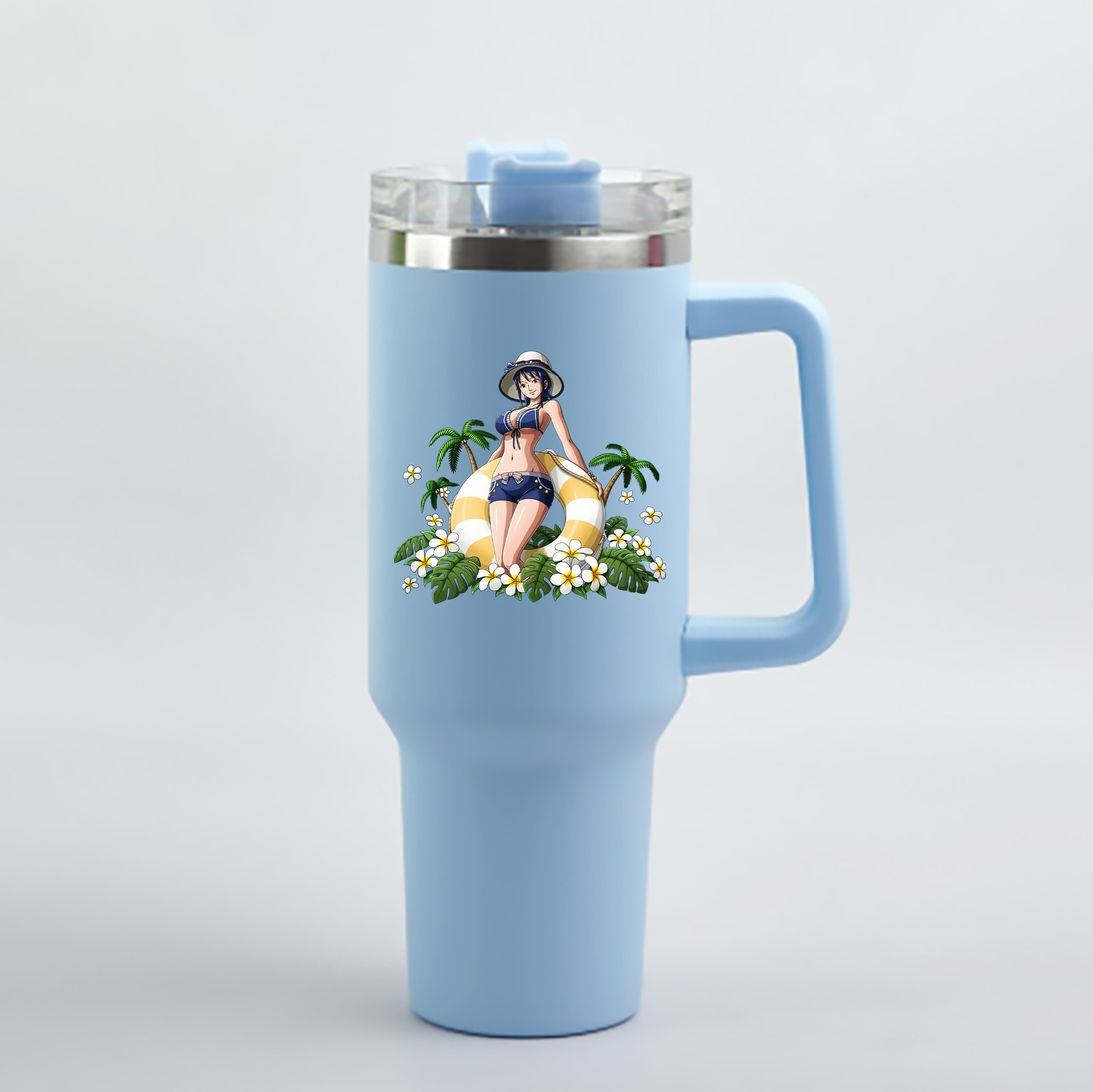 ワンピース ニコ・ロビン ONE PIECE Nico Robin 1200mL車用タンブラー - クリスタルステッカー（プラスチックストロー付き）