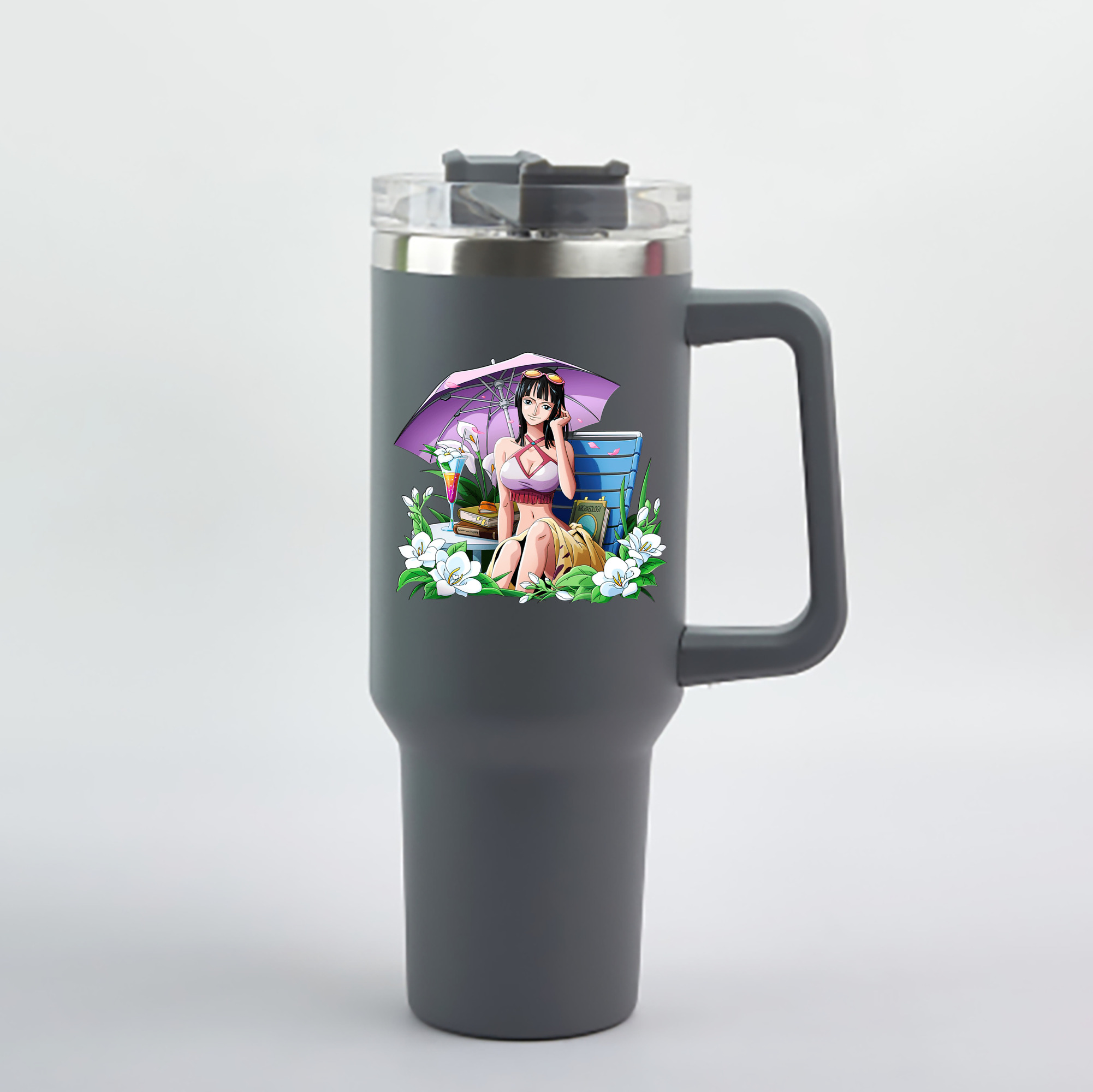 ワンピース ニコ・ロビン ONE PIECE Nico Robin 1200mL車用タンブラー - クリスタルステッカー（プラスチックストロー付き）