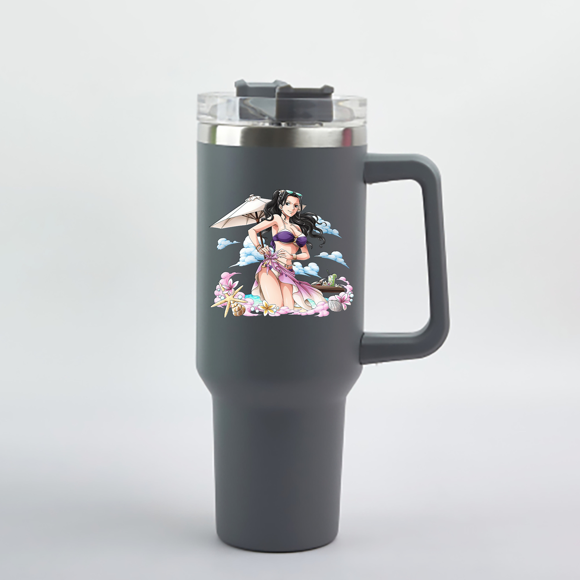 ワンピース ニコ・ロビン ONE PIECE Nico Robin 1200mL車用タンブラー - クリスタルステッカー（プラスチックストロー付き）