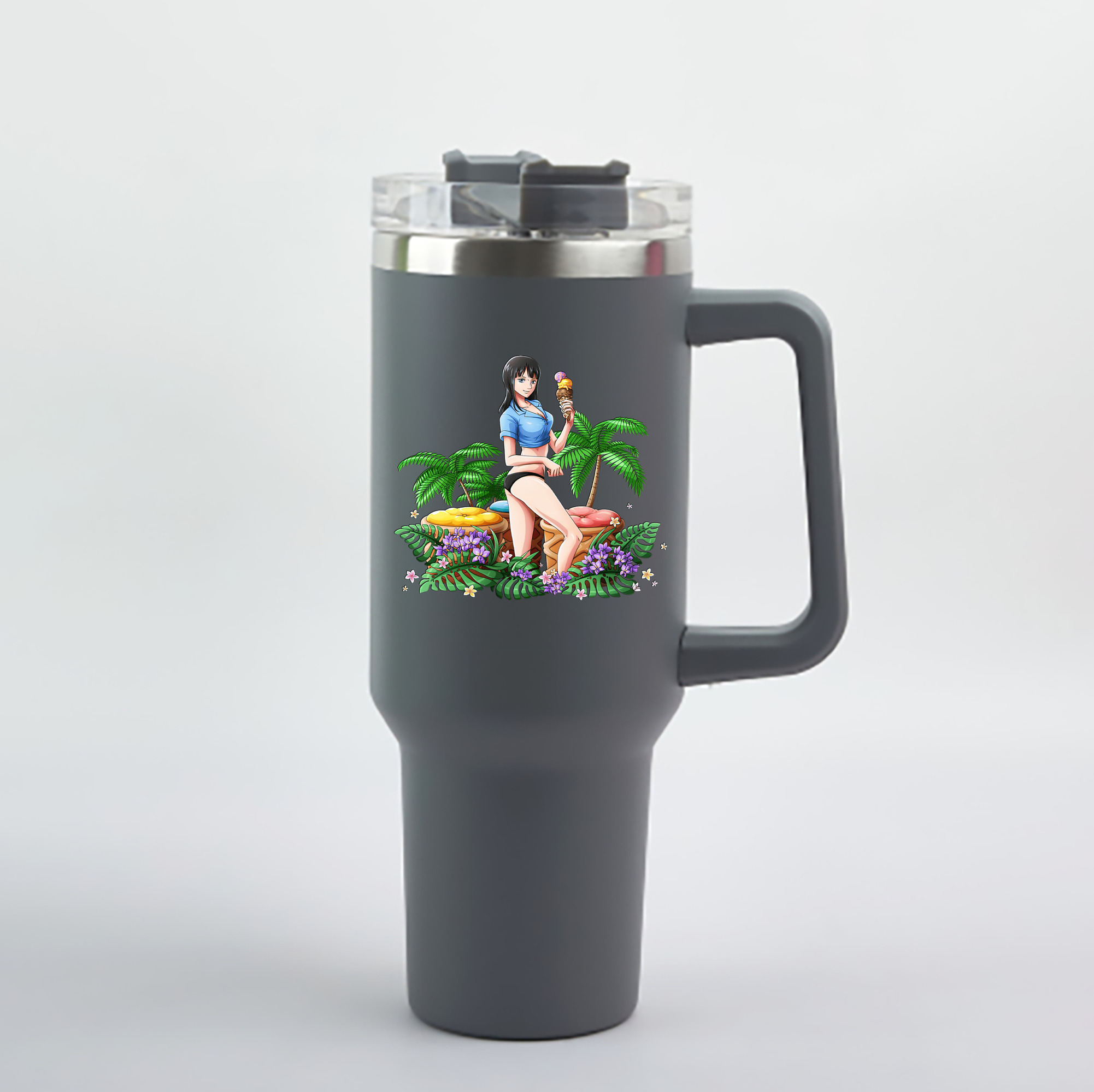 ワンピース ニコ・ロビン ONE PIECE Nico Robin 1200mL車用タンブラー - クリスタルステッカー（プラスチックストロー付き）