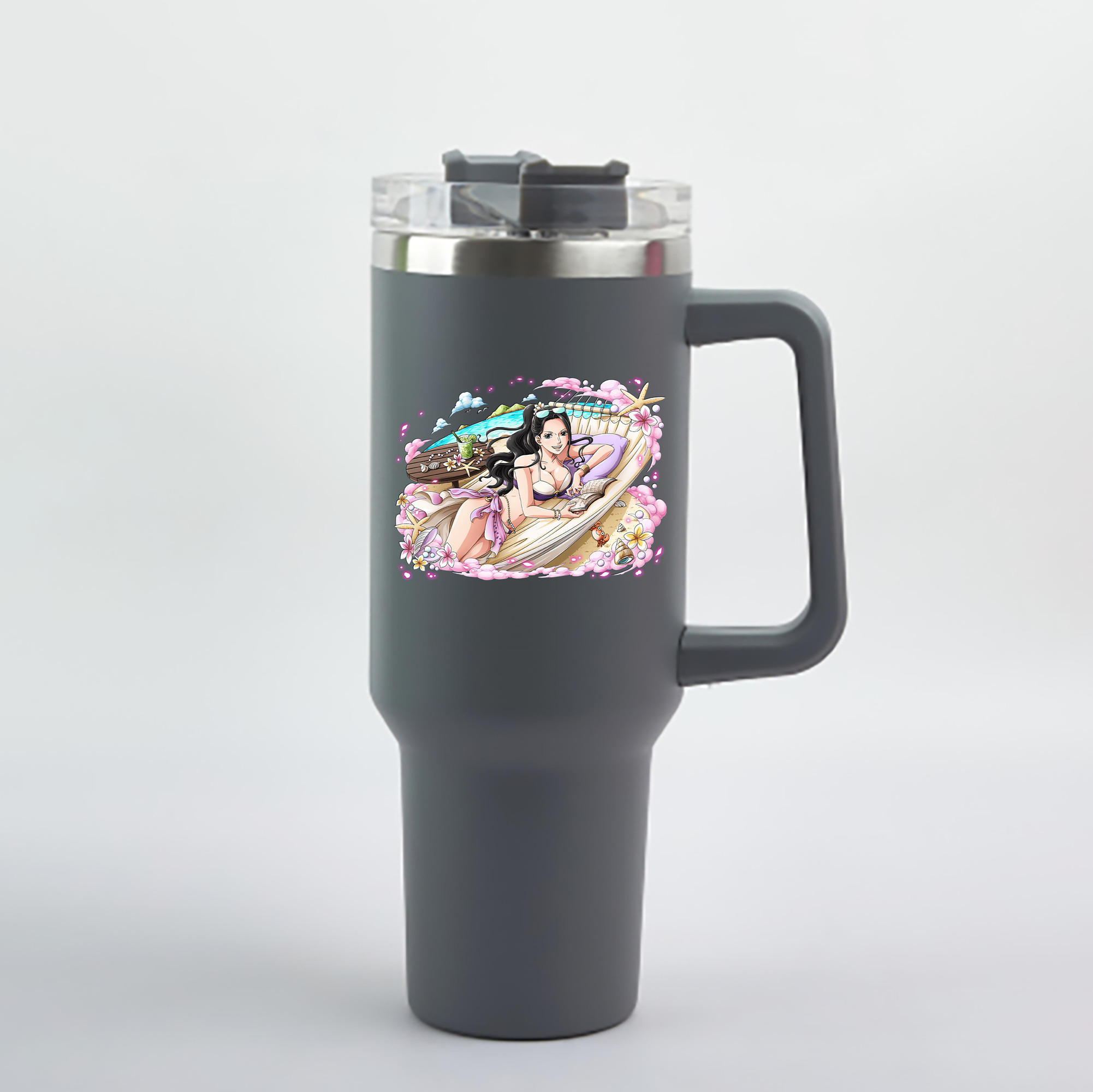 ワンピース ニコ・ロビン ONE PIECE Nico Robin 1200mL車用タンブラー - クリスタルステッカー（プラスチックストロー付き）