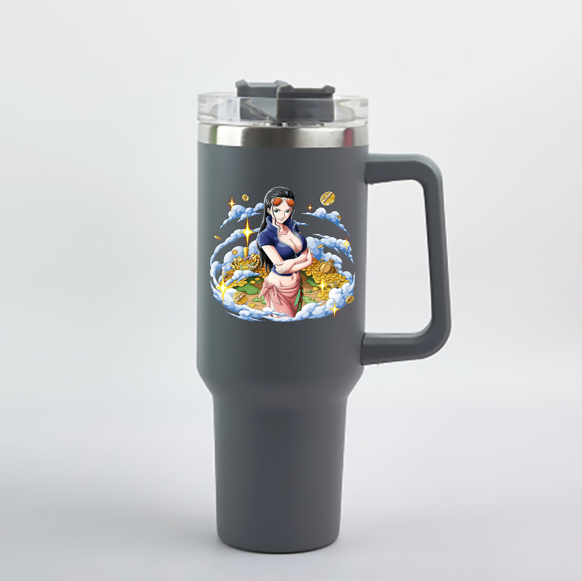 ワンピース ニコ・ロビン ONE PIECE Nico Robin 1200mL車用タンブラー - クリスタルステッカー（プラスチックストロー付き）