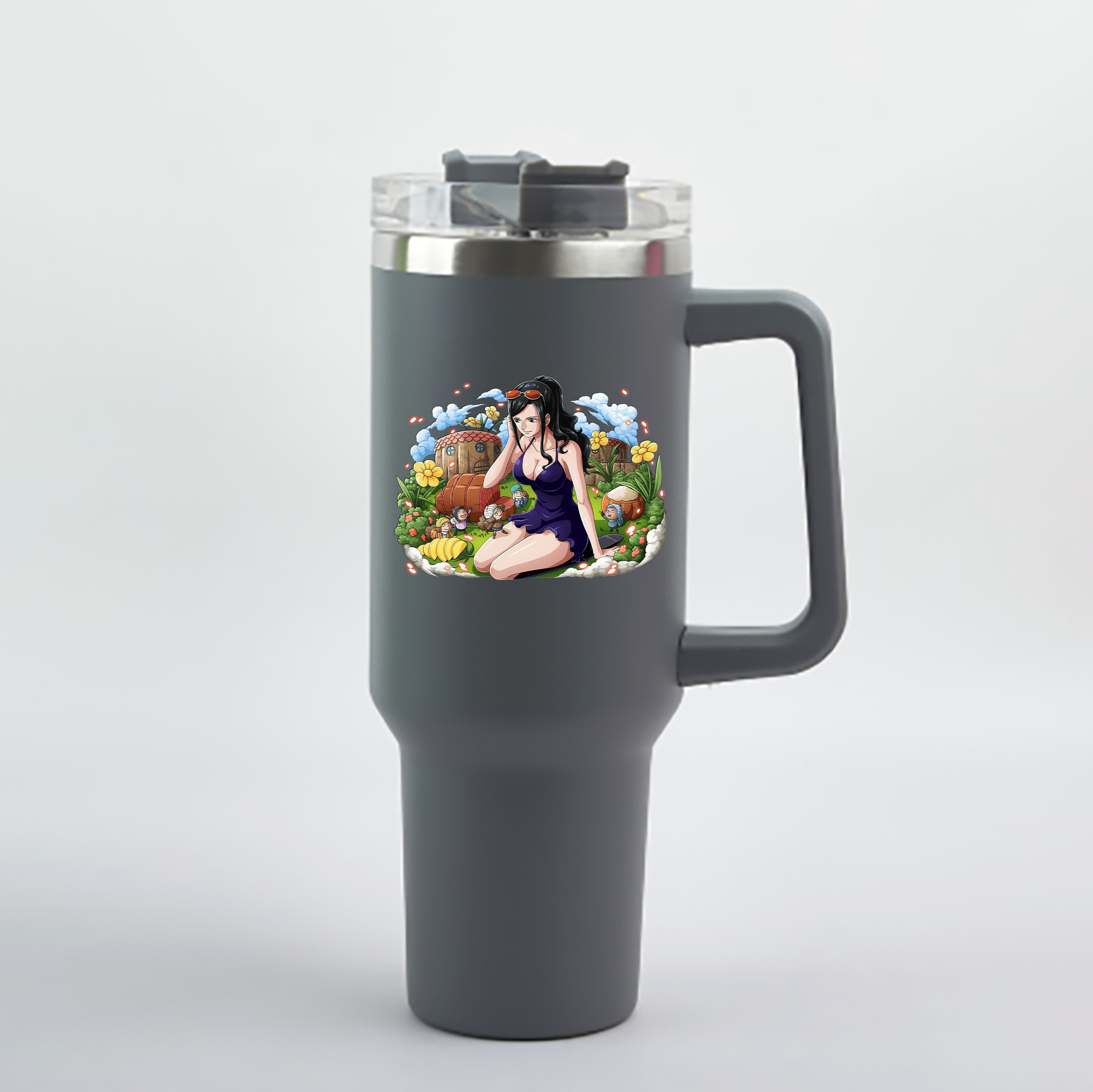 ワンピース ニコ・ロビン ONE PIECE Nico Robin 1200mL車用タンブラー - クリスタルステッカー（プラスチックストロー付き）