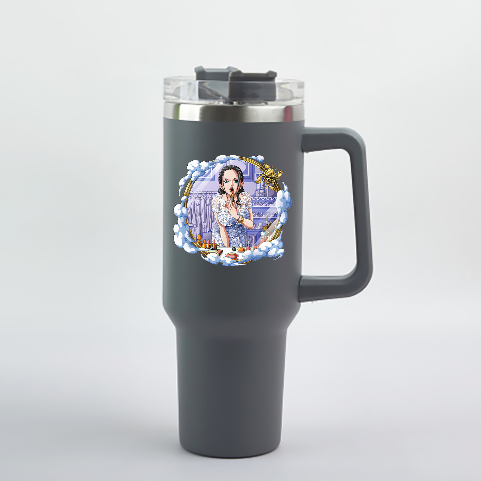 ワンピース ニコ・ロビン ONE PIECE Nico Robin 1200mL車用タンブラー - クリスタルステッカー（プラスチックストロー付き）
