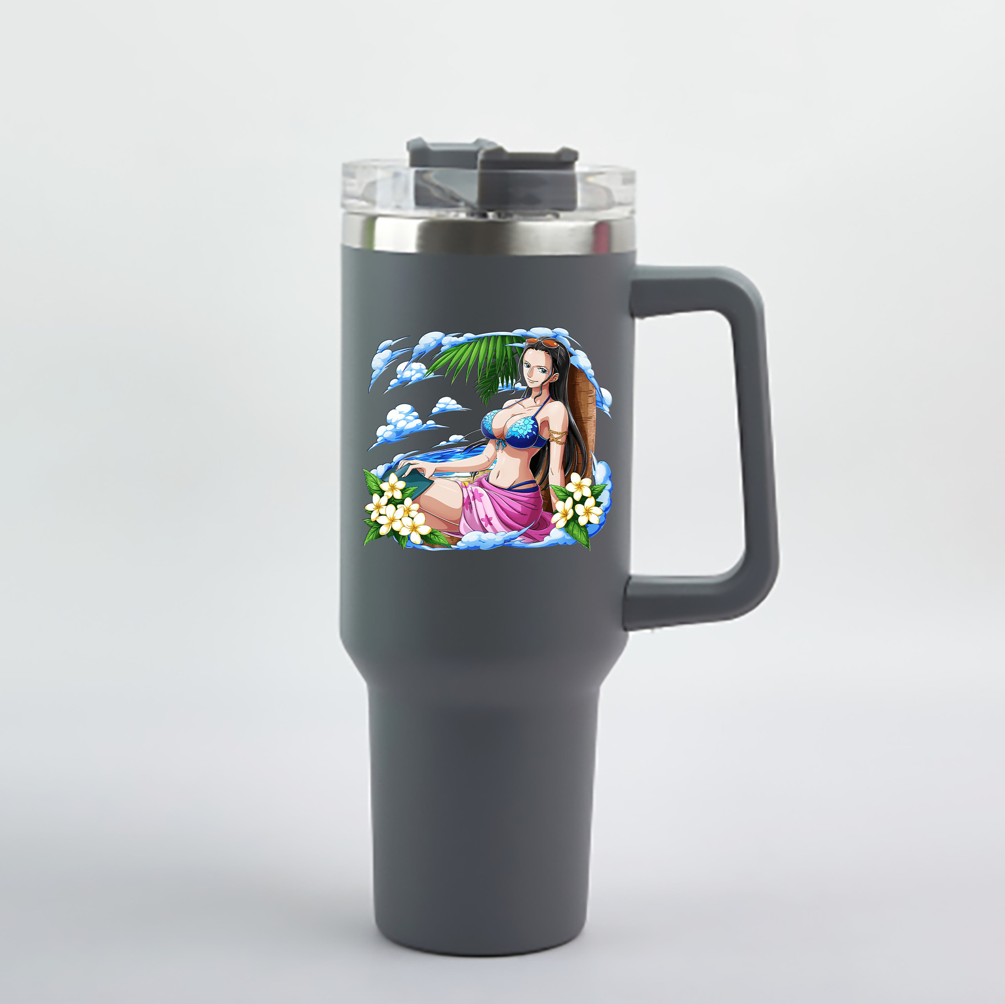 ワンピース ニコ・ロビン ONE PIECE Nico Robin 1200mL車用タンブラー - クリスタルステッカー（プラスチックストロー付き）