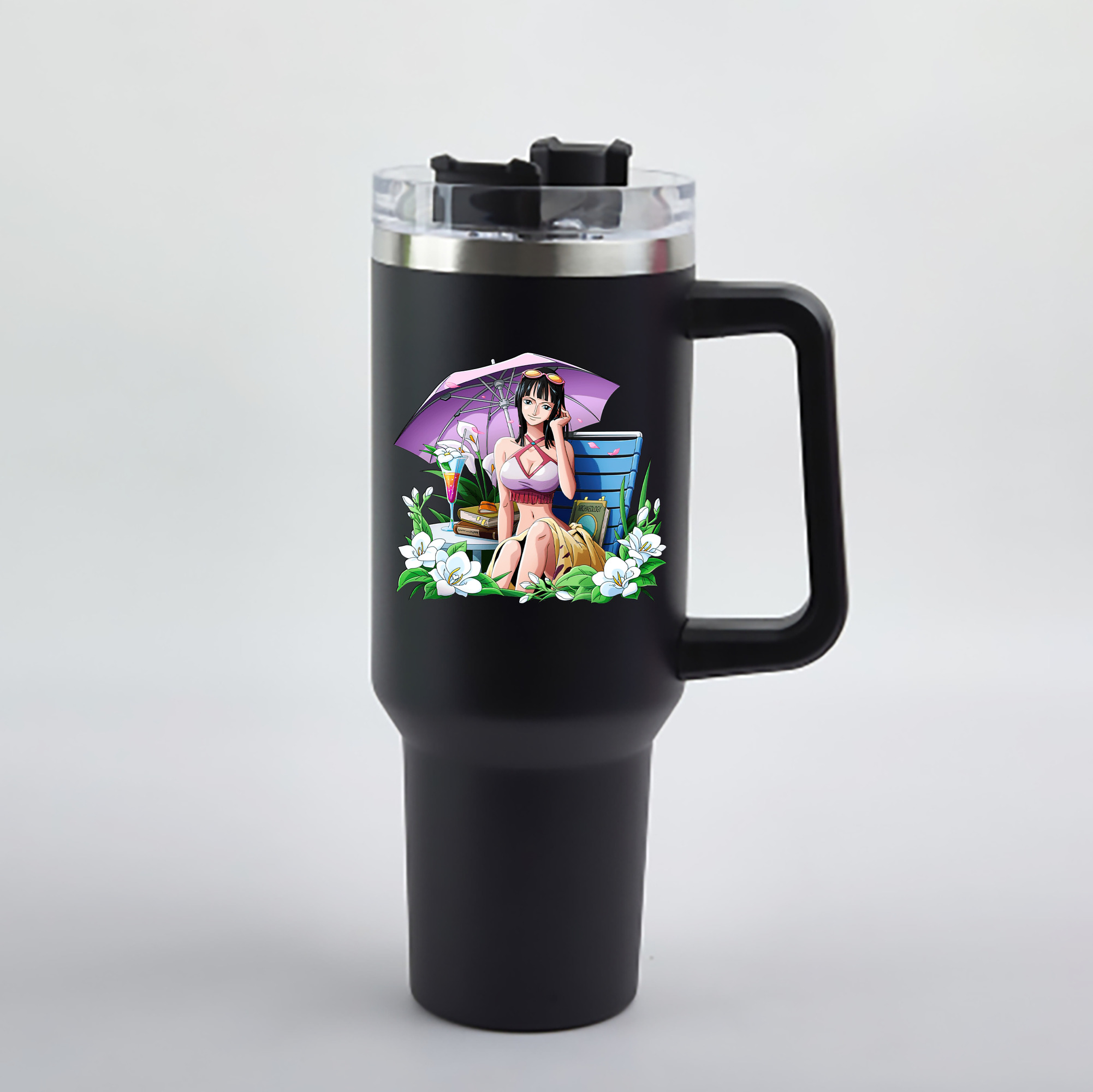 ワンピース ニコ・ロビン ONE PIECE Nico Robin 1200mL車用タンブラー - クリスタルステッカー（プラスチックストロー付き）