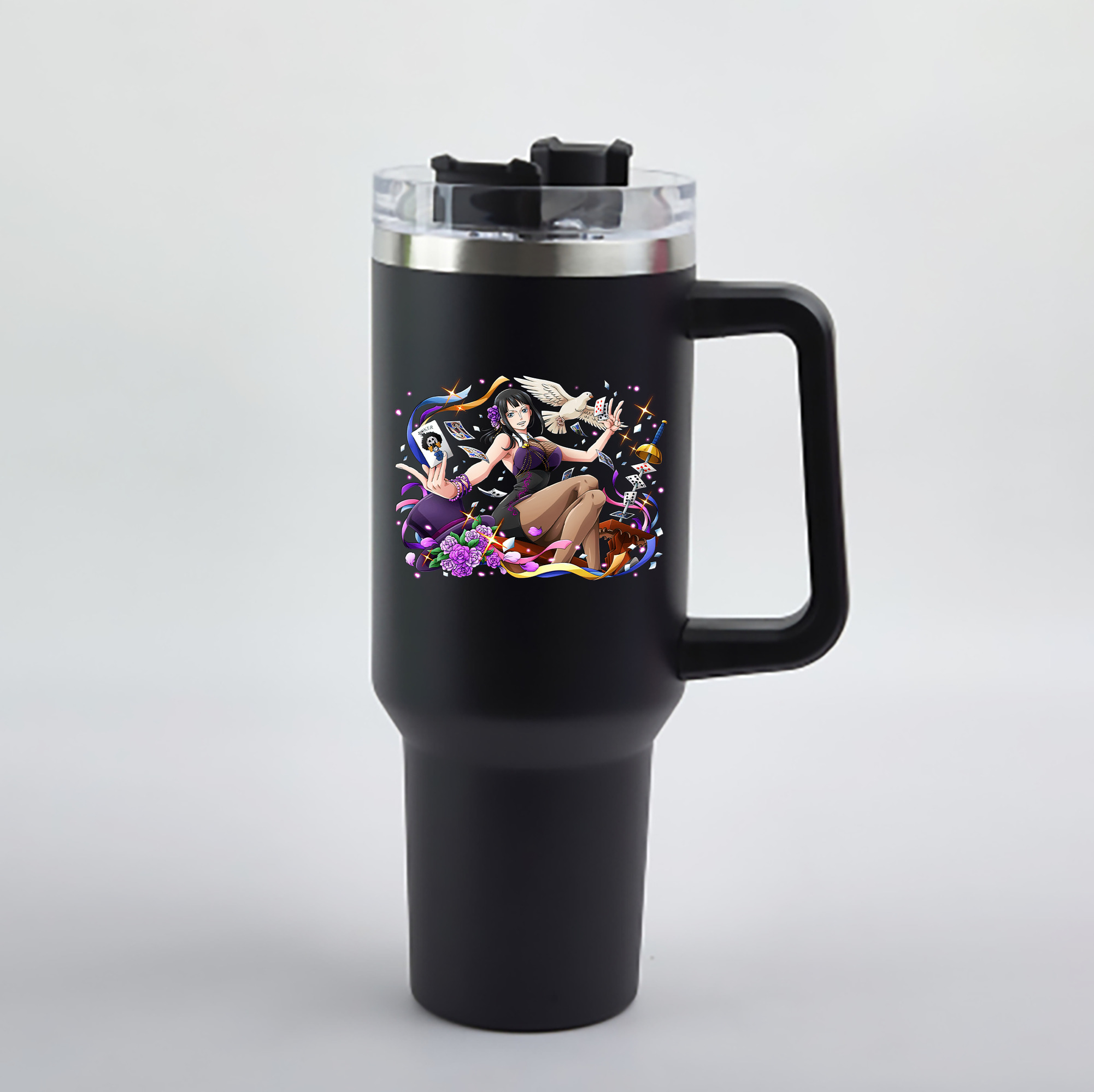 ワンピース ニコ・ロビン ONE PIECE Nico Robin 1200mL車用タンブラー - クリスタルステッカー（プラスチックストロー付き）