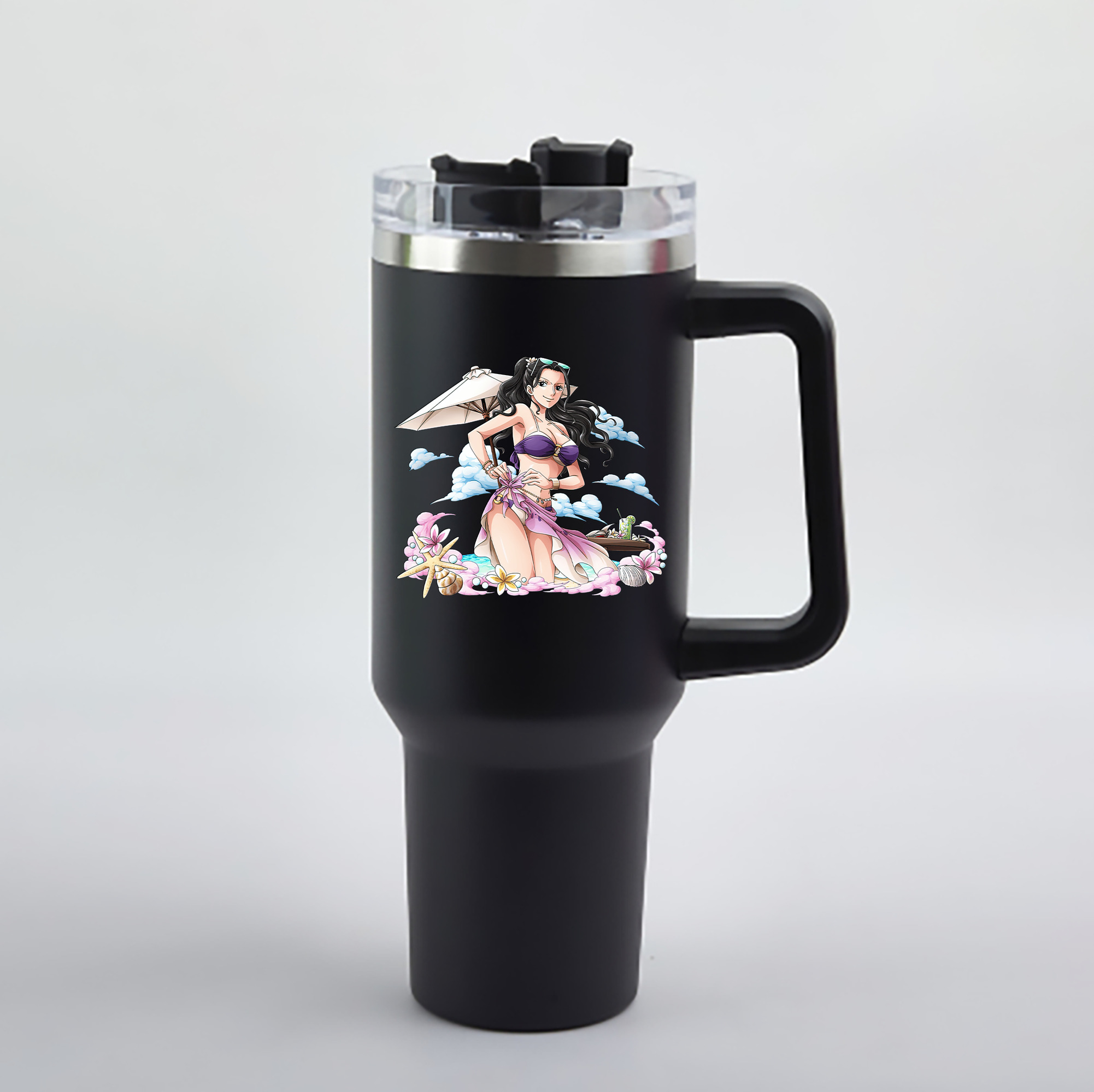 ワンピース ニコ・ロビン ONE PIECE Nico Robin 1200mL車用タンブラー - クリスタルステッカー（プラスチックストロー付き）