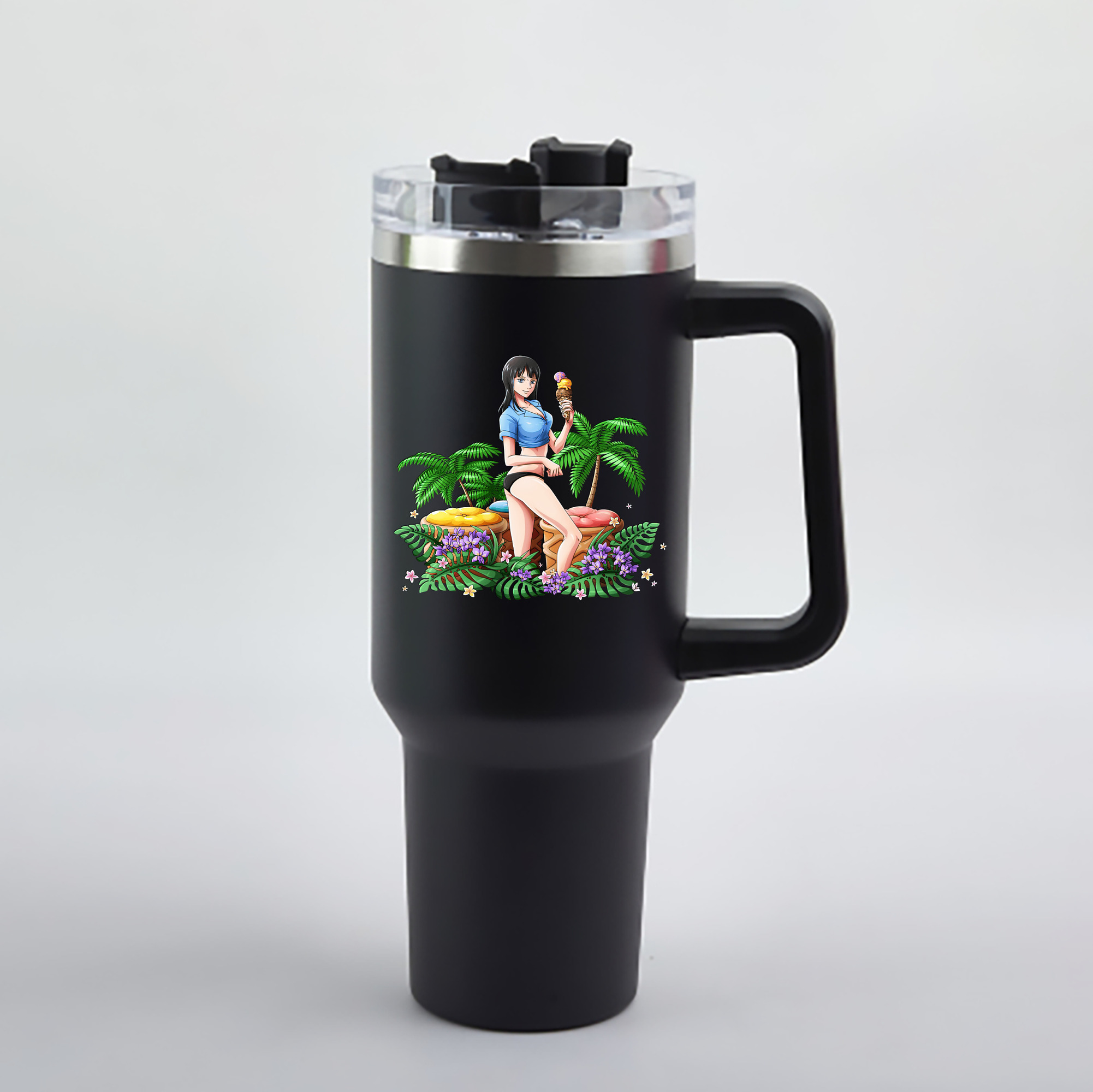 ワンピース ニコ・ロビン ONE PIECE Nico Robin 1200mL車用タンブラー - クリスタルステッカー（プラスチックストロー付き）