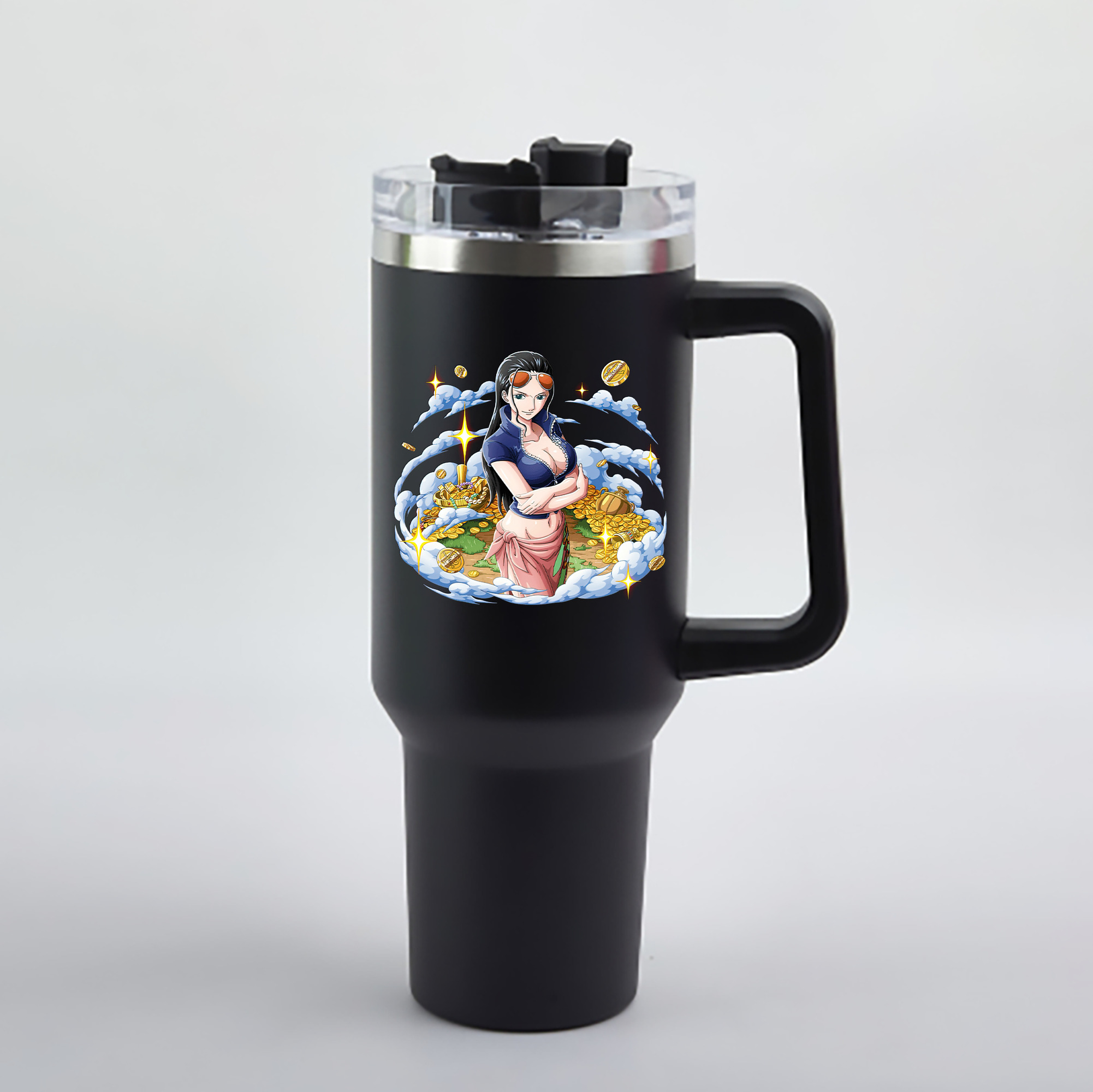 ワンピース ニコ・ロビン ONE PIECE Nico Robin 1200mL車用タンブラー - クリスタルステッカー（プラスチックストロー付き）