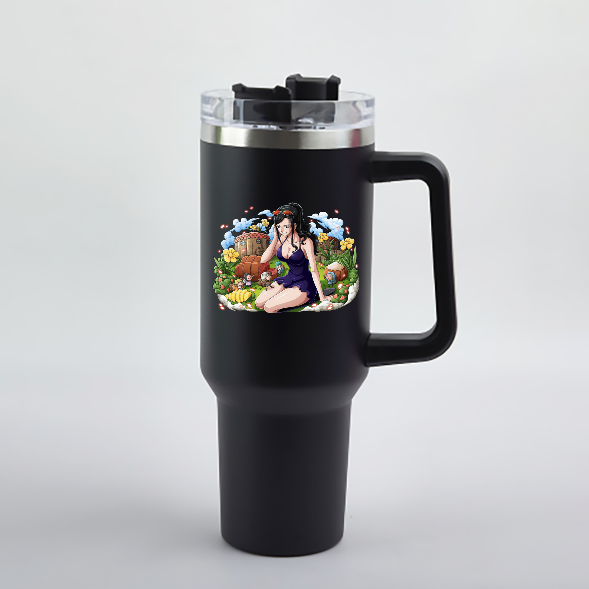 ワンピース ニコ・ロビン ONE PIECE Nico Robin 1200mL車用タンブラー - クリスタルステッカー（プラスチックストロー付き）
