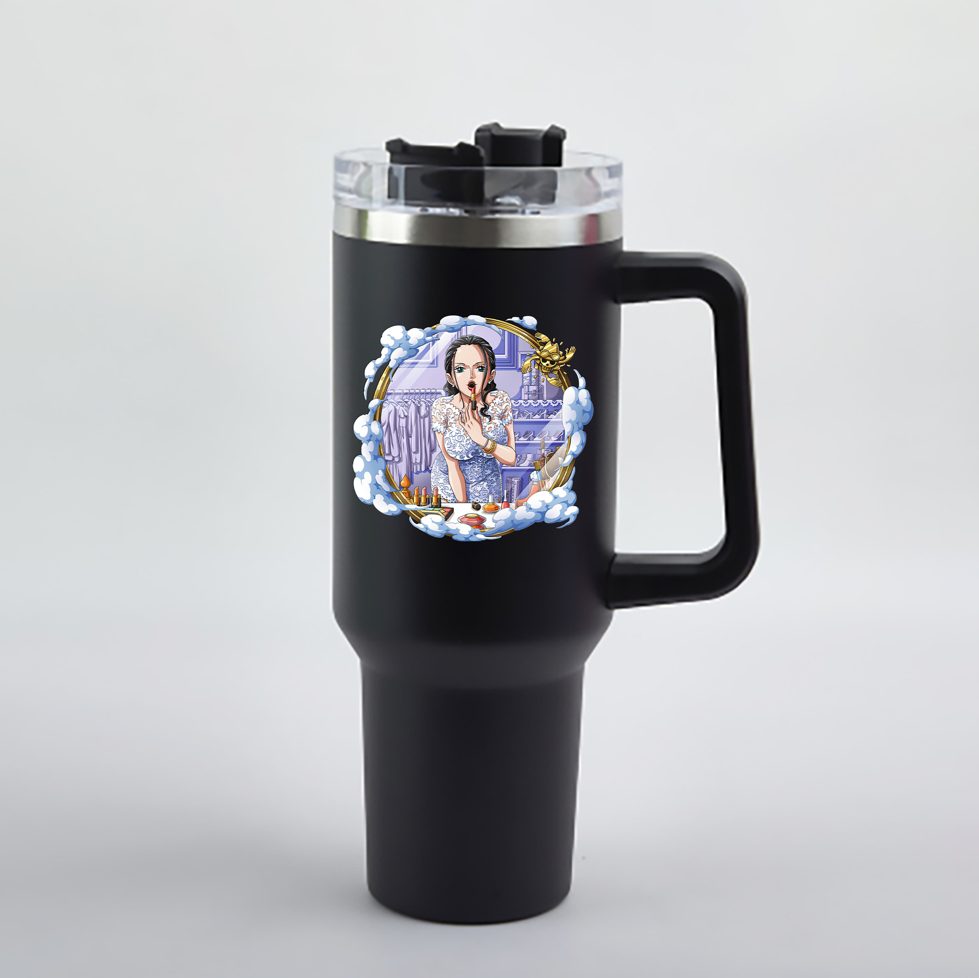 ワンピース ニコ・ロビン ONE PIECE Nico Robin 1200mL車用タンブラー - クリスタルステッカー（プラスチックストロー付き）