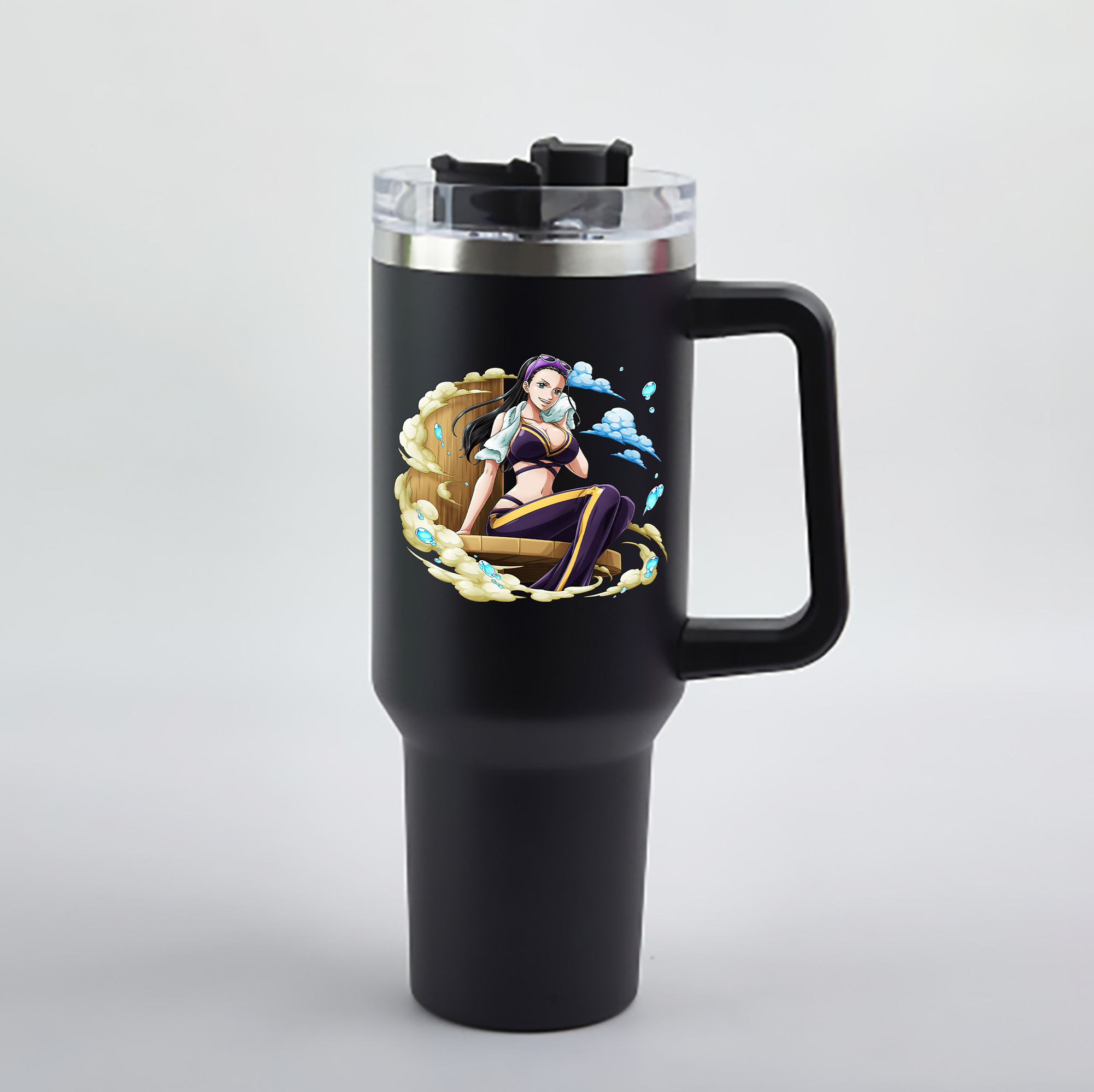 ワンピース ニコ・ロビン ONE PIECE Nico Robin 1200mL車用タンブラー - クリスタルステッカー（プラスチックストロー付き）