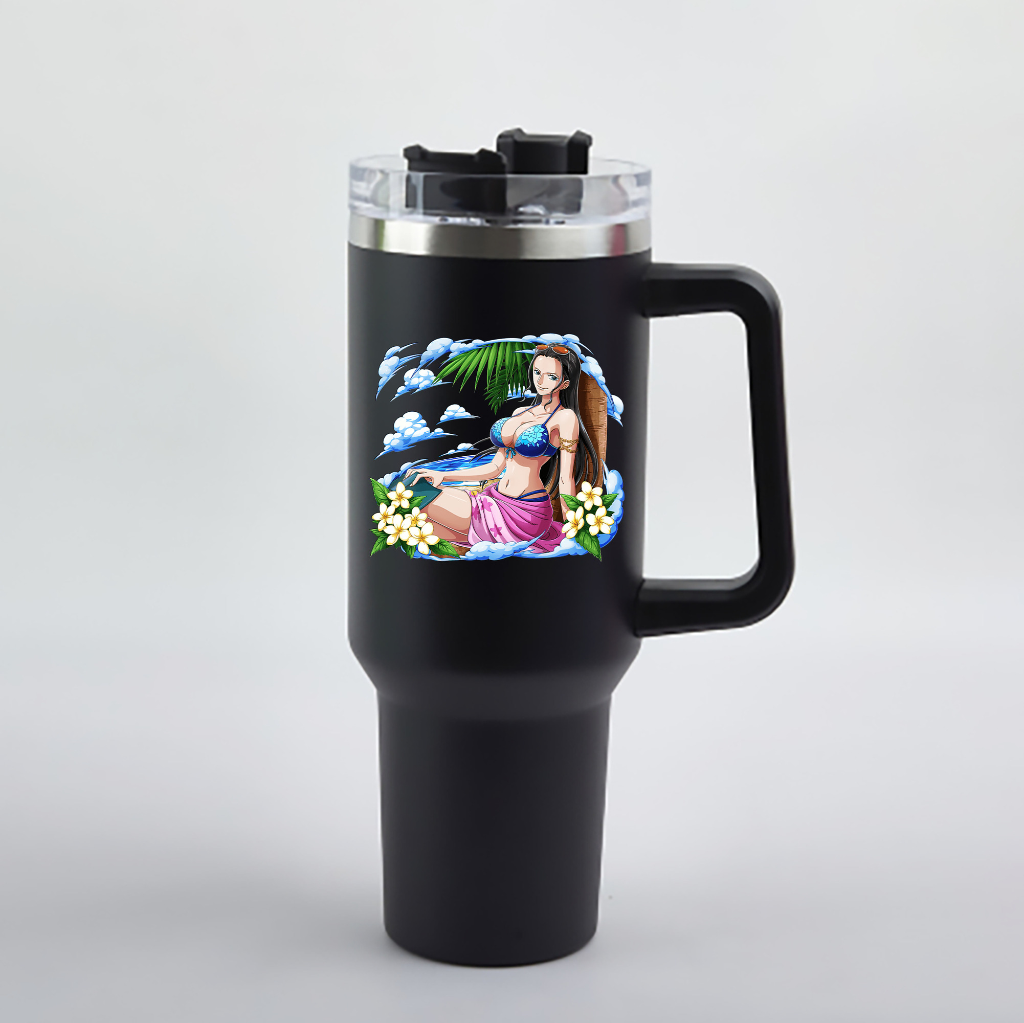 ワンピース ニコ・ロビン ONE PIECE Nico Robin 1200mL車用タンブラー - クリスタルステッカー（プラスチックストロー付き）