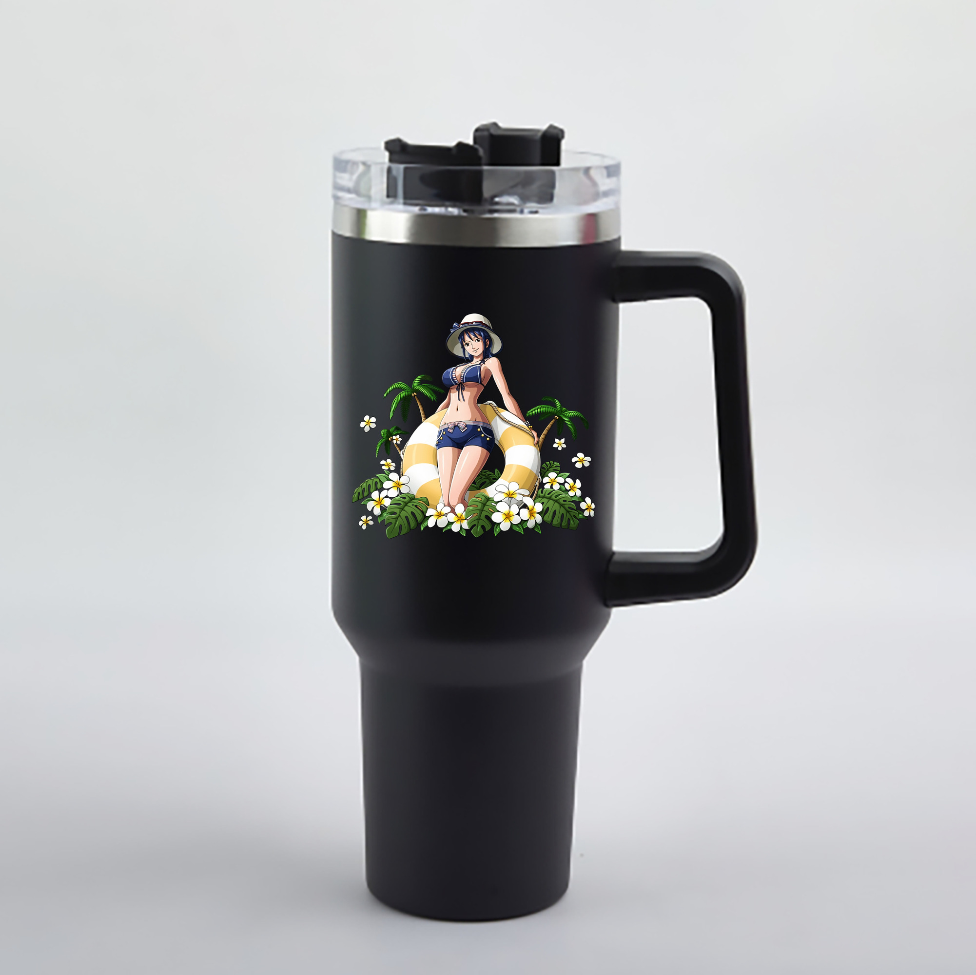 ワンピース ニコ・ロビン ONE PIECE Nico Robin 1200mL車用タンブラー - クリスタルステッカー（プラスチックストロー付き）