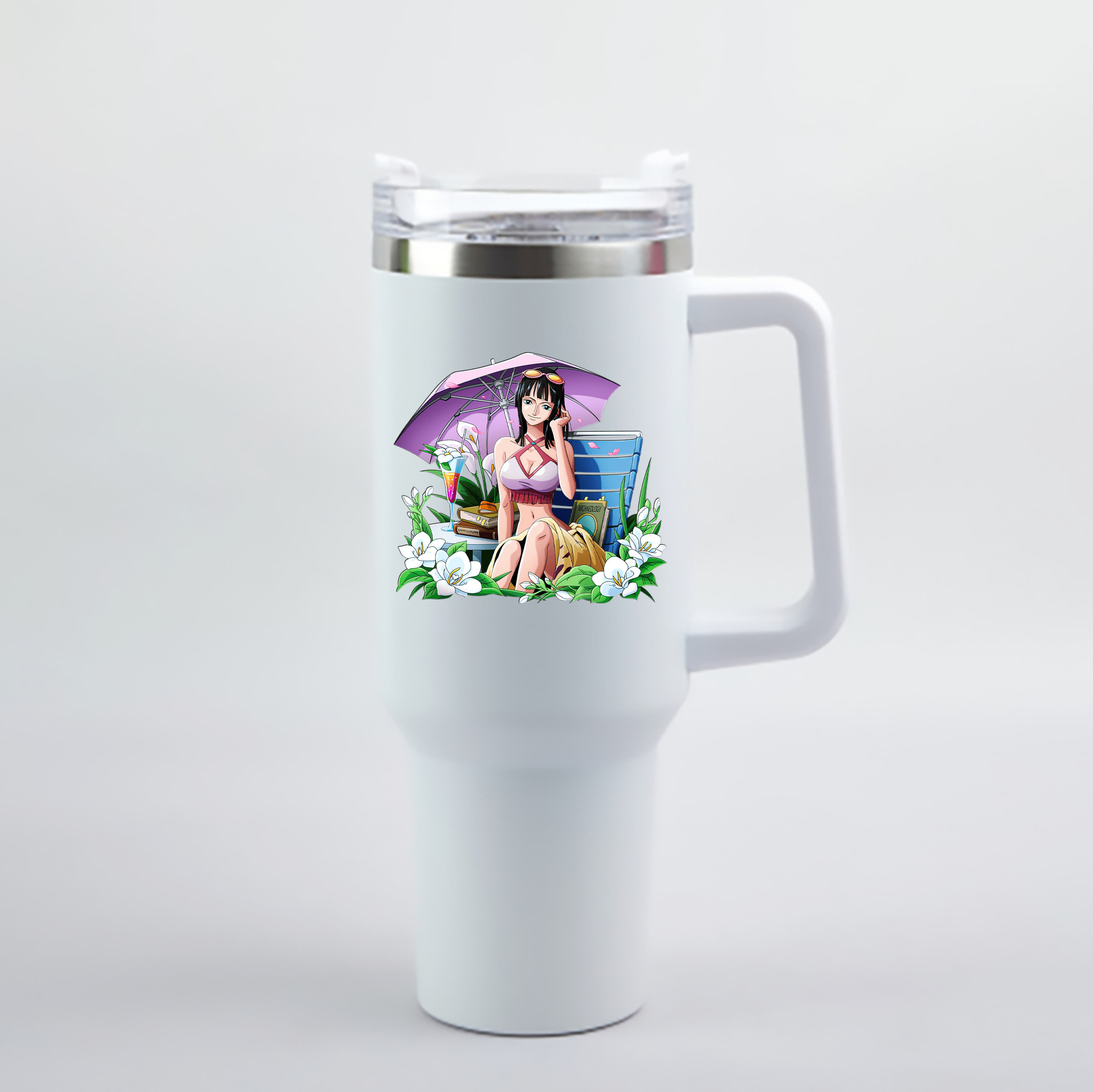 ワンピース ニコ・ロビン ONE PIECE Nico Robin 1200mL車用タンブラー - クリスタルステッカー（プラスチックストロー付き）