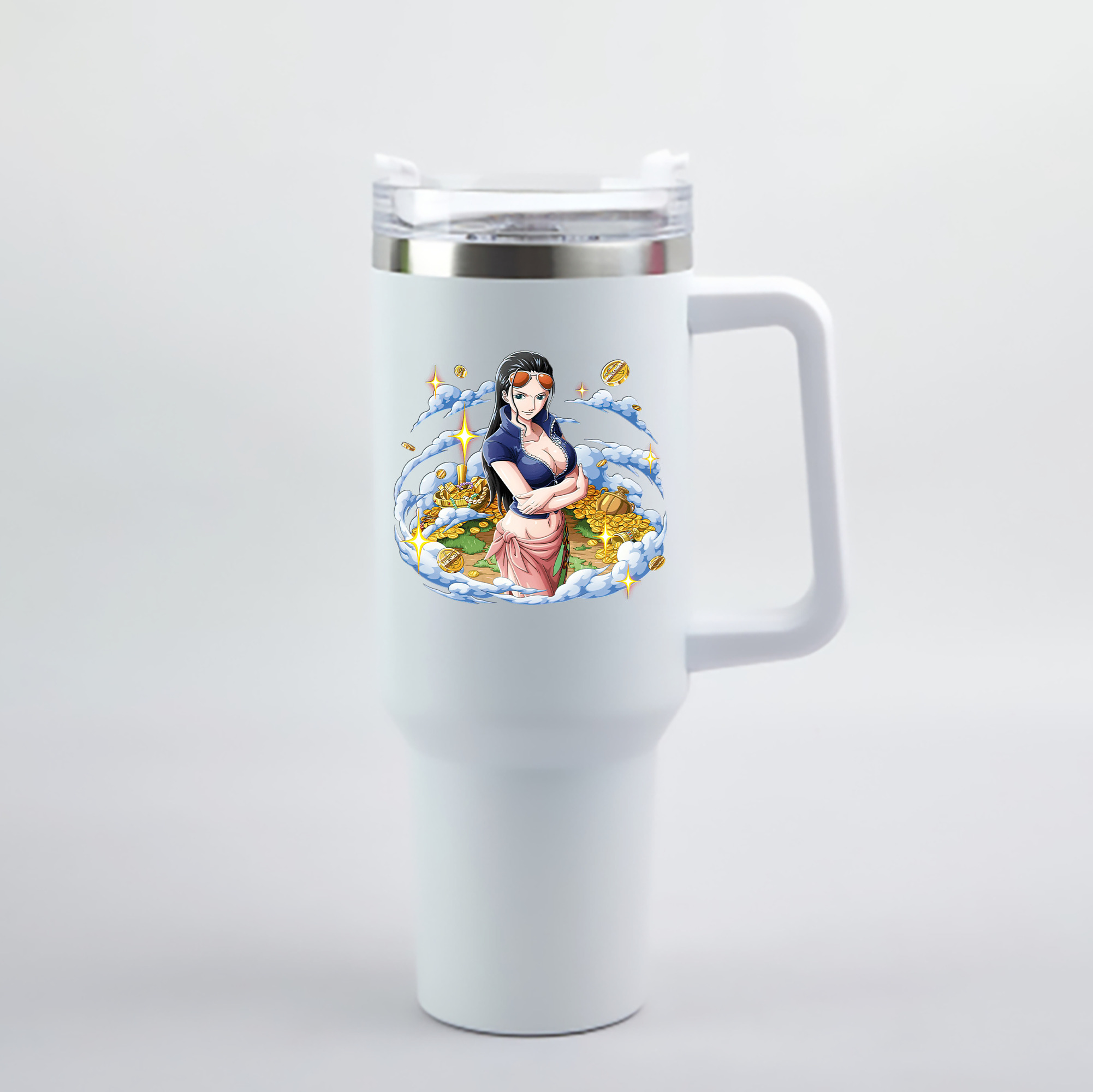 ワンピース ニコ・ロビン ONE PIECE Nico Robin 1200mL車用タンブラー - クリスタルステッカー（プラスチックストロー付き）