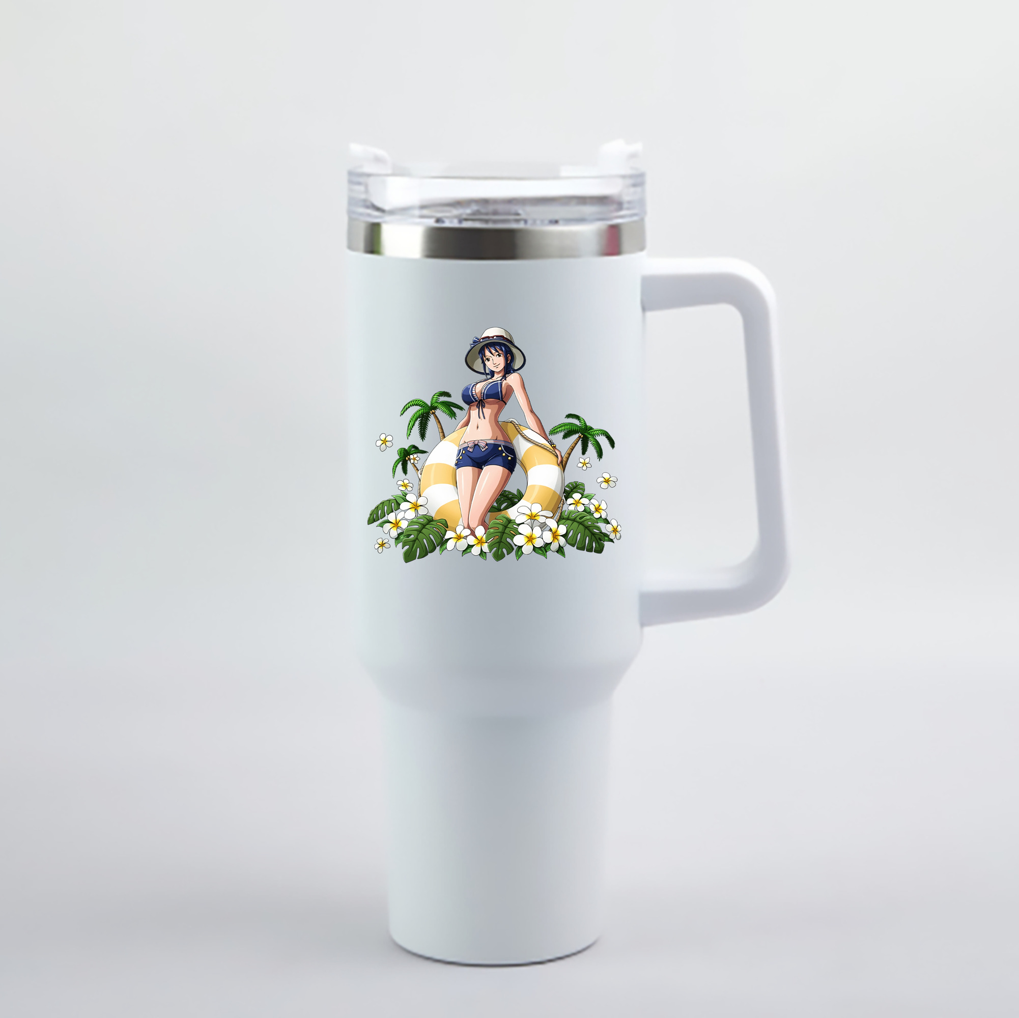 ワンピース ニコ・ロビン ONE PIECE Nico Robin 1200mL車用タンブラー - クリスタルステッカー（プラスチックストロー付き）