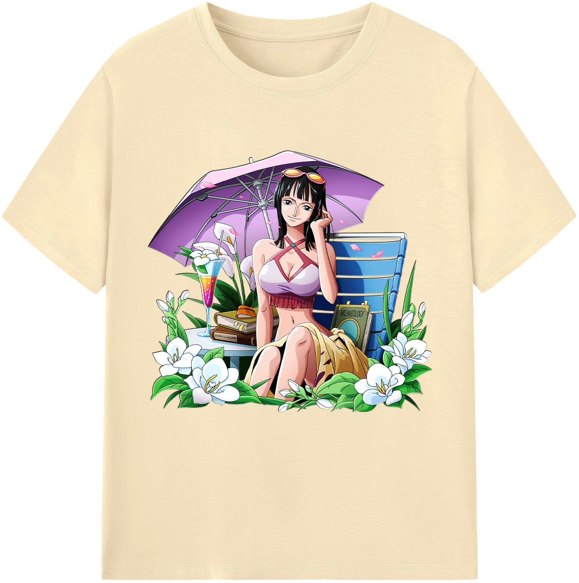 ワンピース ニコ・ロビン ONE PIECE Nico Robin 綿100％半袖Tシャツ（フロントプリント）
