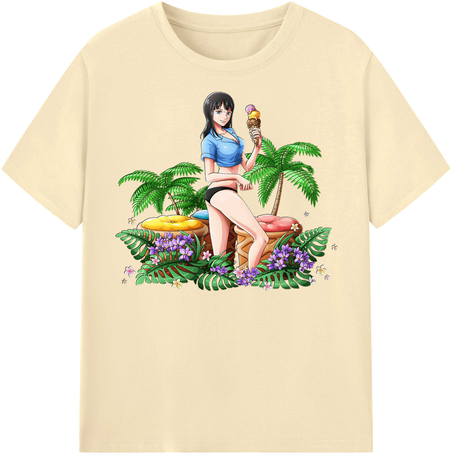 ワンピース ニコ・ロビン ONE PIECE Nico Robin 綿100％半袖Tシャツ（フロントプリント）