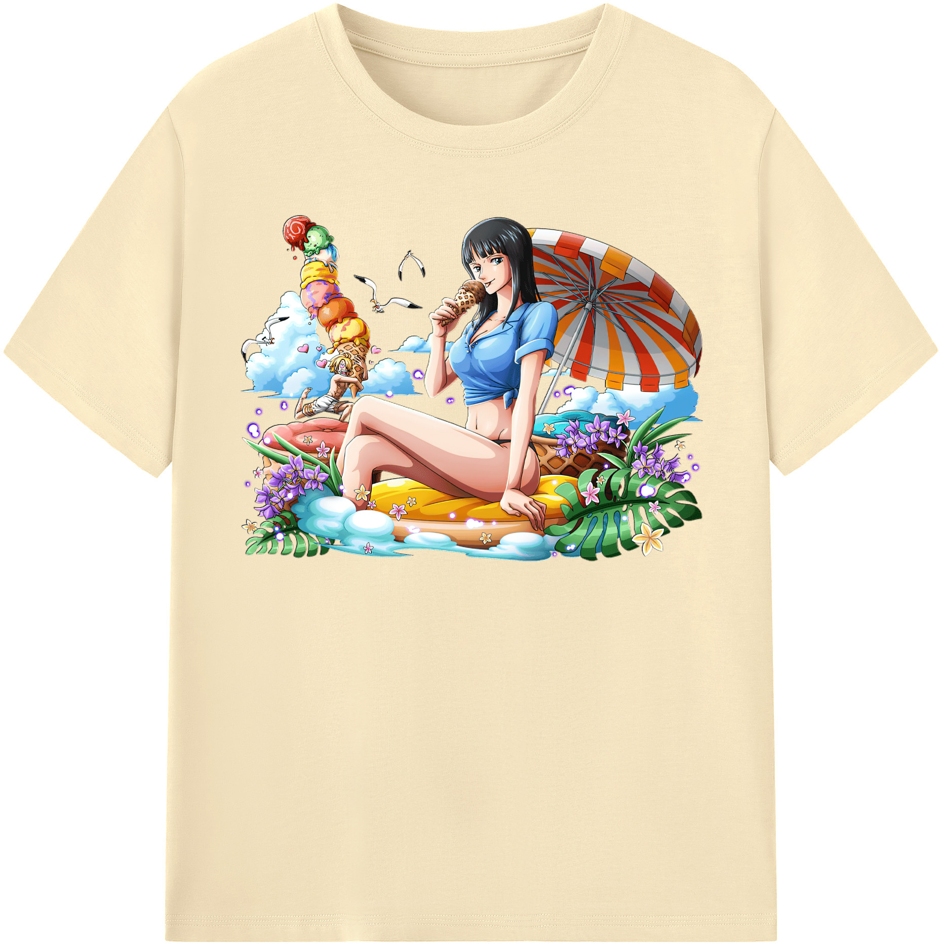 ワンピース ニコ・ロビン ONE PIECE Nico Robin 綿100％半袖Tシャツ（フロントプリント）