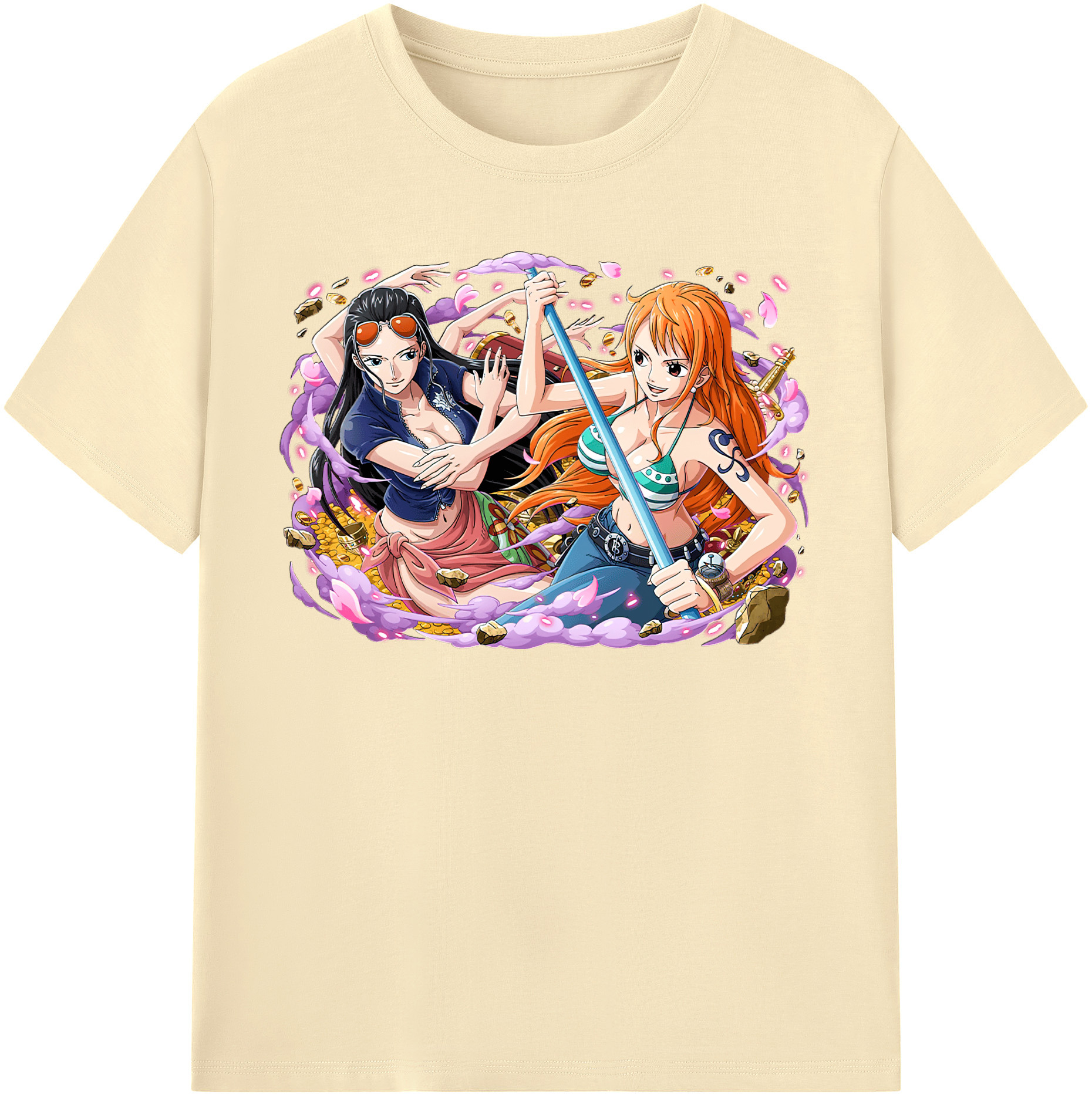 ワンピース ニコ・ロビン ONE PIECE Nico Robin 綿100％半袖Tシャツ（フロントプリント）